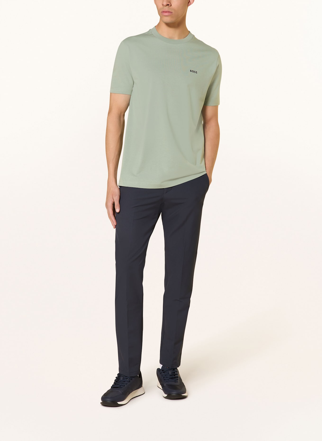 BOSS Tričko TEE: SVĚTLE ZELENÁ