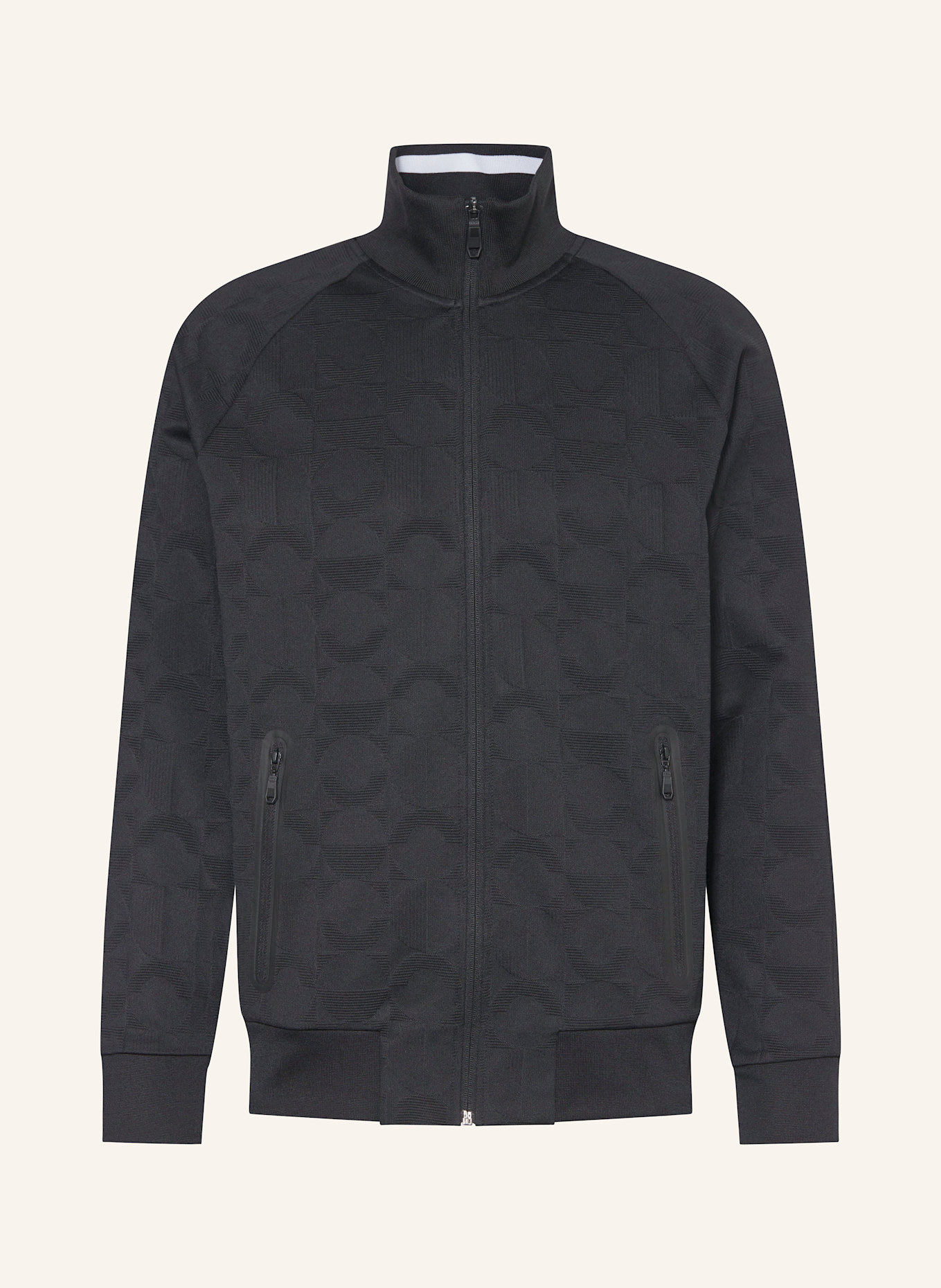 BOSS Sweatjacke SKARLEY mit Galonstreifen: SCHWARZ/ WEISS