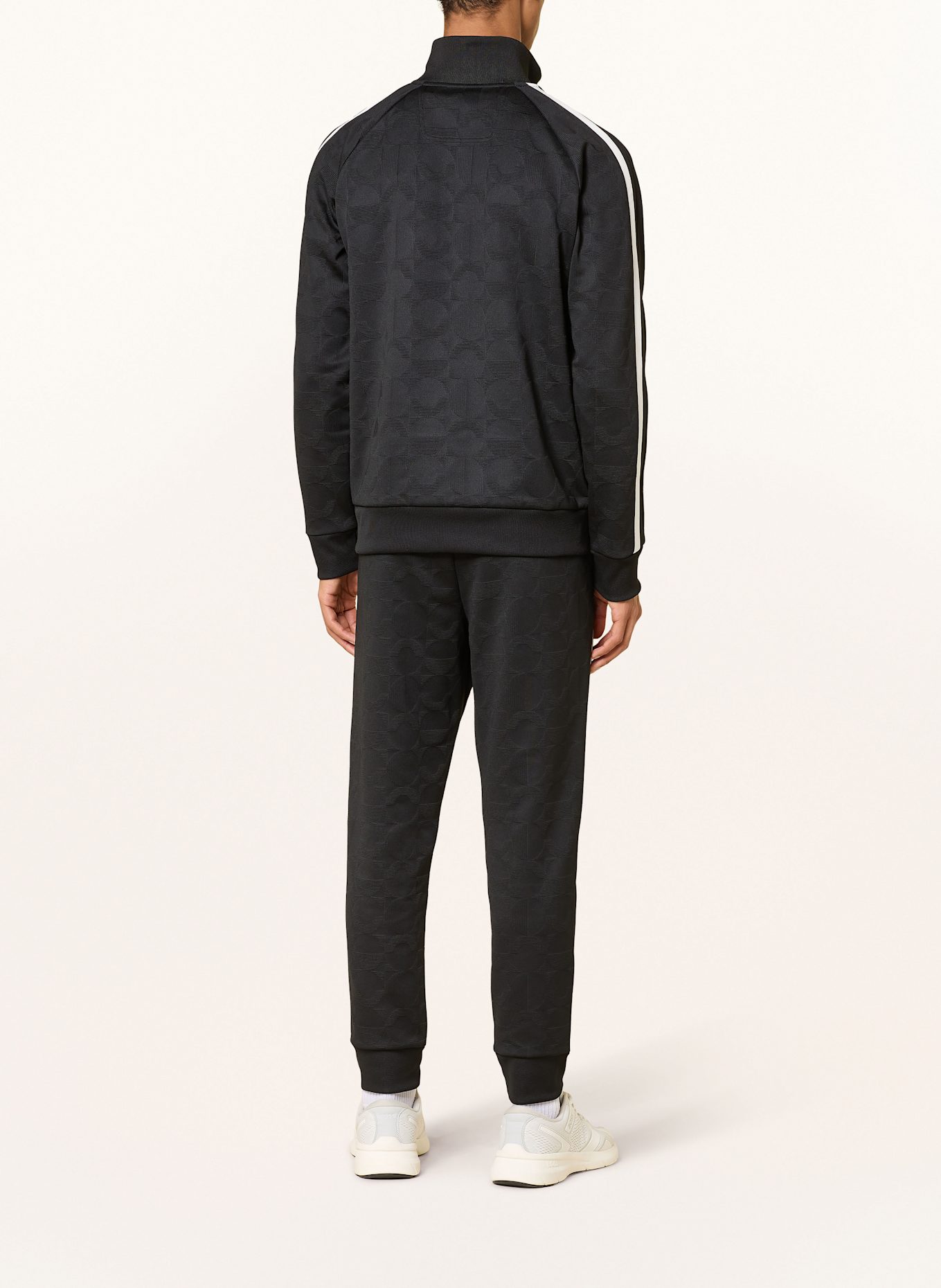 BOSS Sweatjacke SKARLEY mit Galonstreifen: SCHWARZ/ WEISS