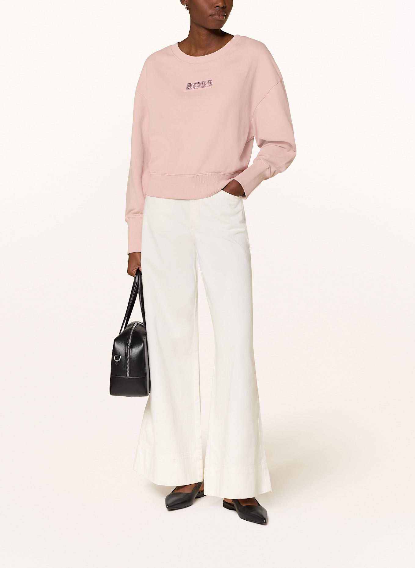 BOSS Sweatshirt ELAY mit Schmucksteinen: ROSÉ