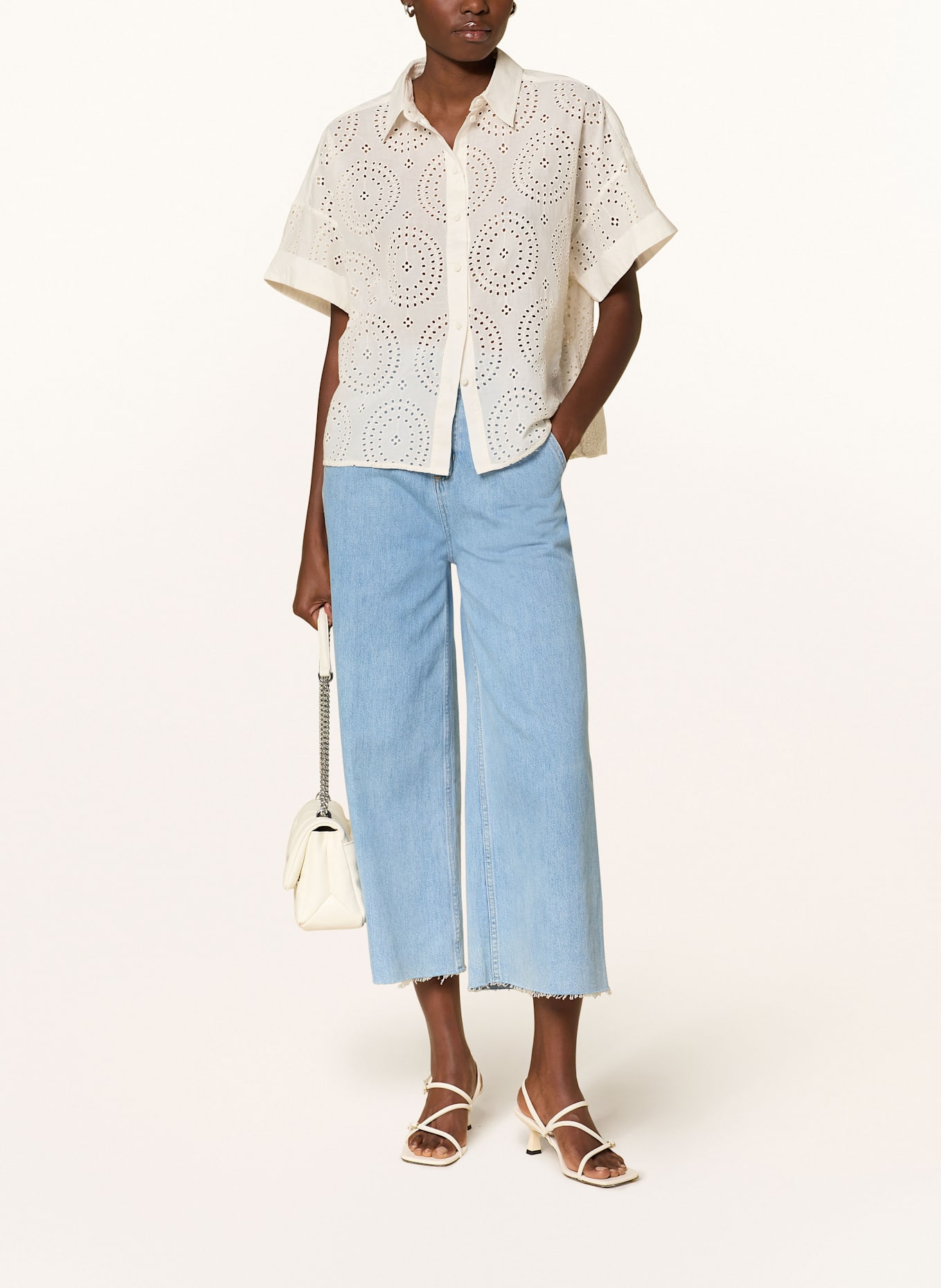 BOSS Hemdbluse BISENAS aus Lochspitze: WEISS