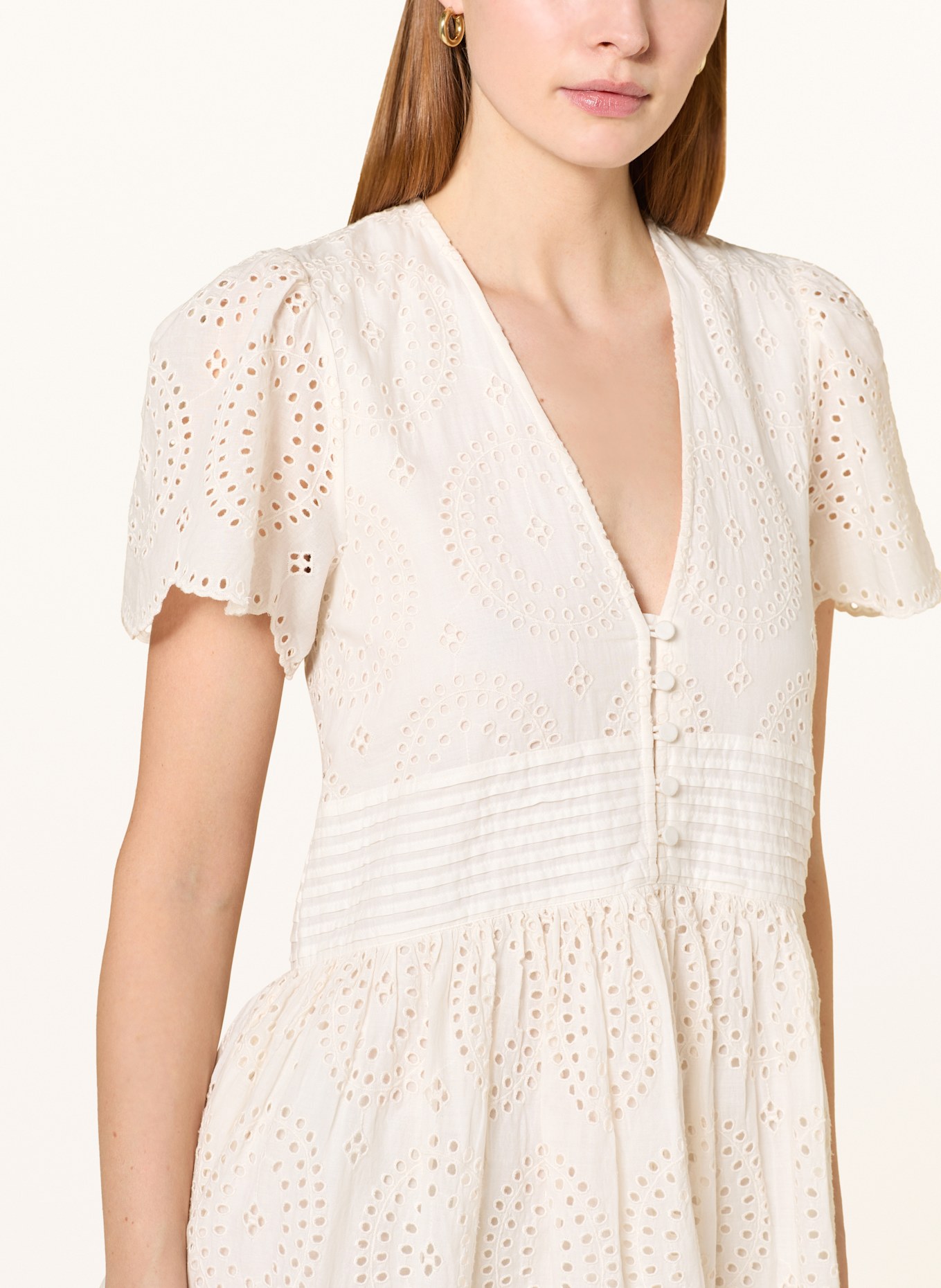 BOSS Kleid DEBRODY aus Lochspitze: CREME