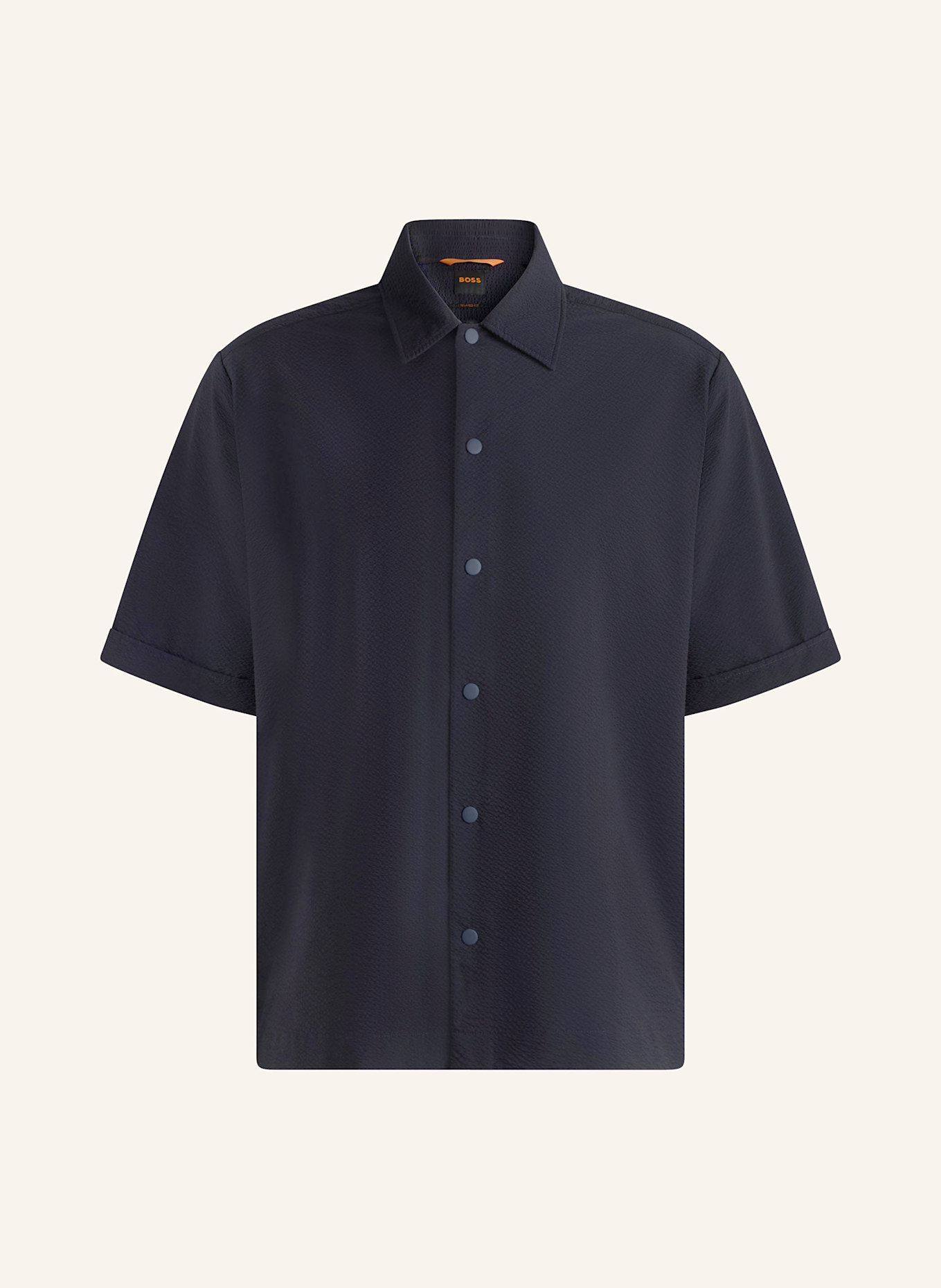 BOSS Kurzarm-Hemd LAPOULLY Relaxed Fit: DUNKELBLAU