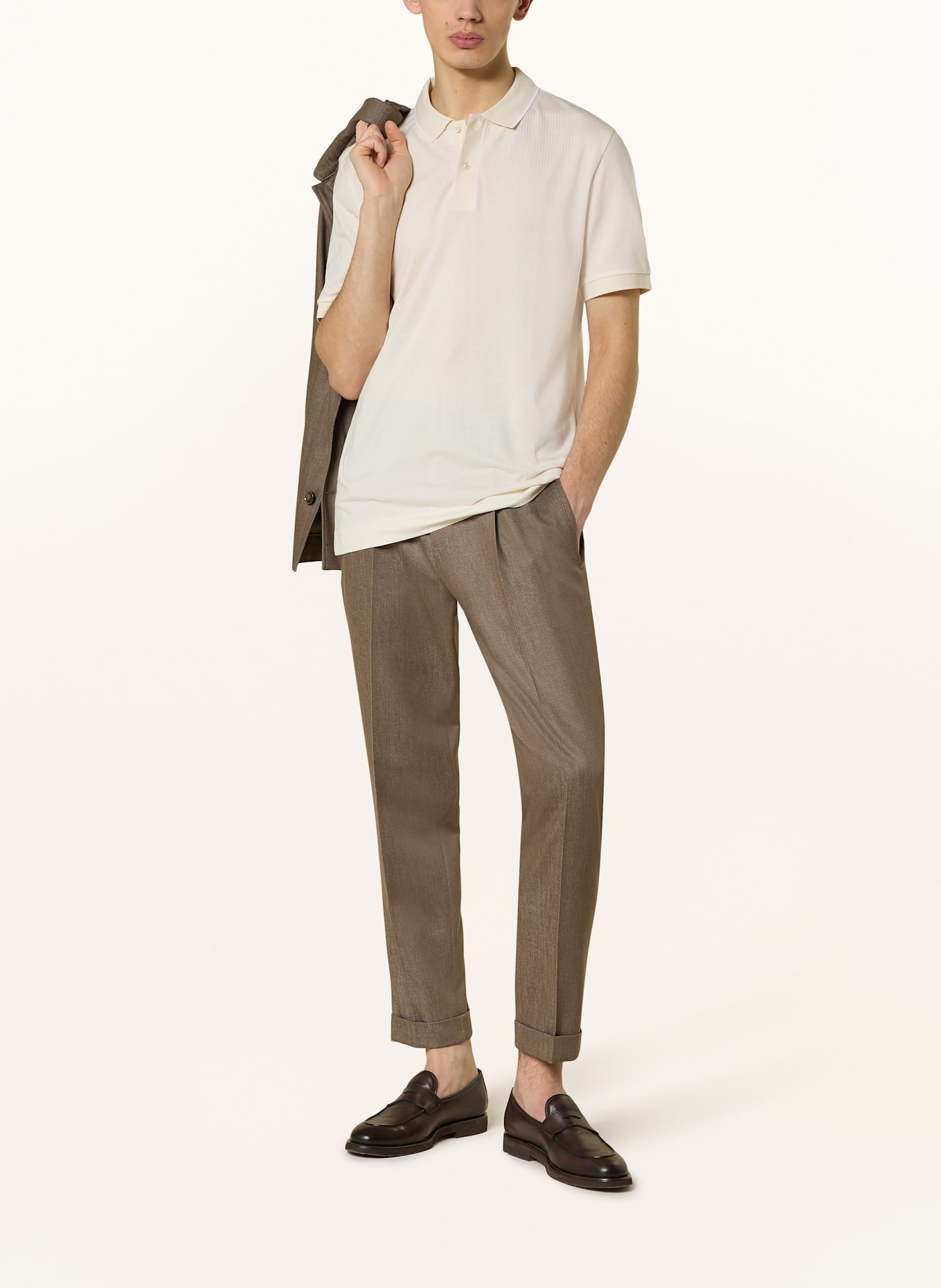 BOSS Koszulka polo z dżerseju PERRY regular fit: ECRU