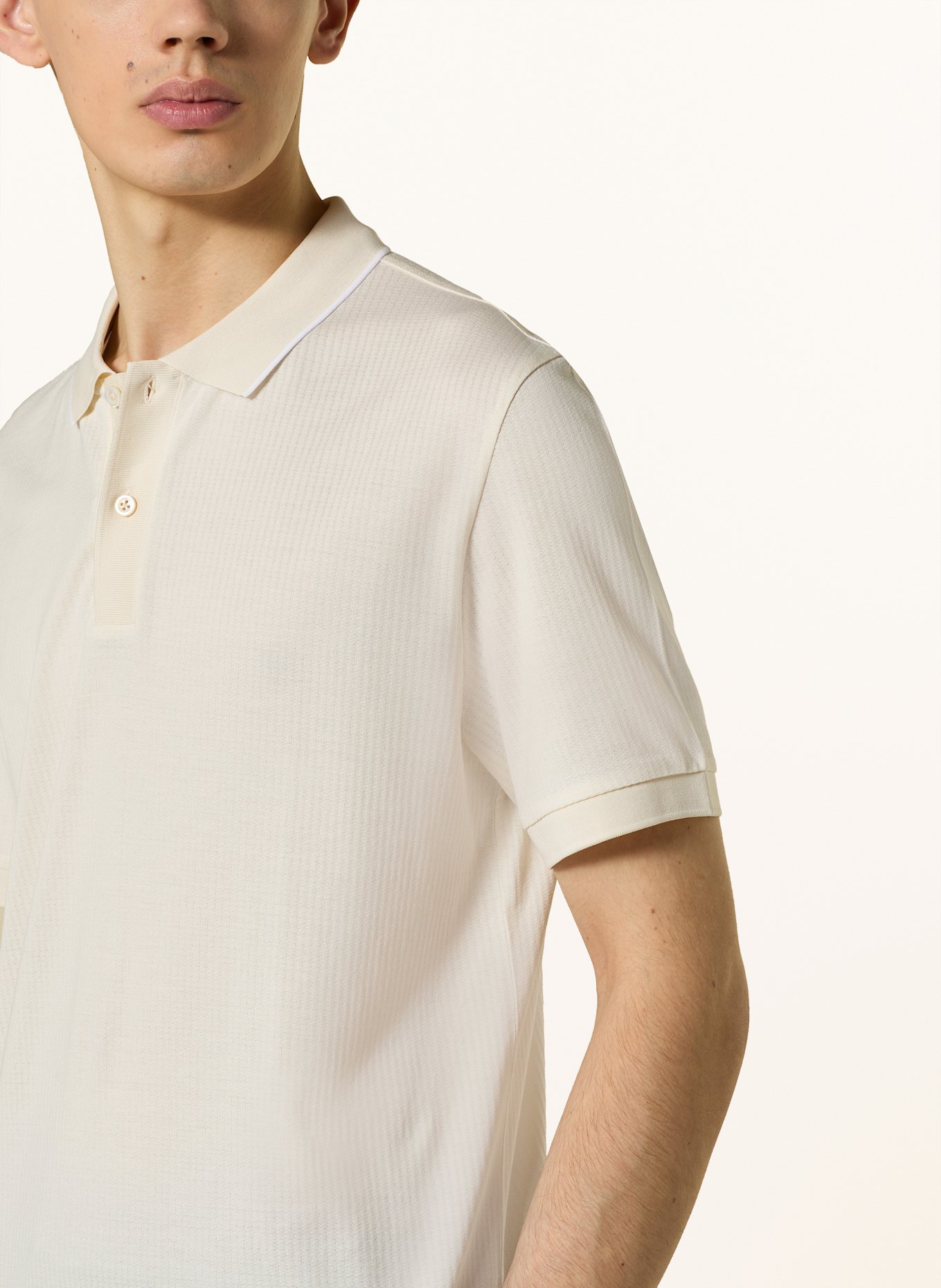 BOSS Koszulka polo z dżerseju PERRY regular fit: ECRU