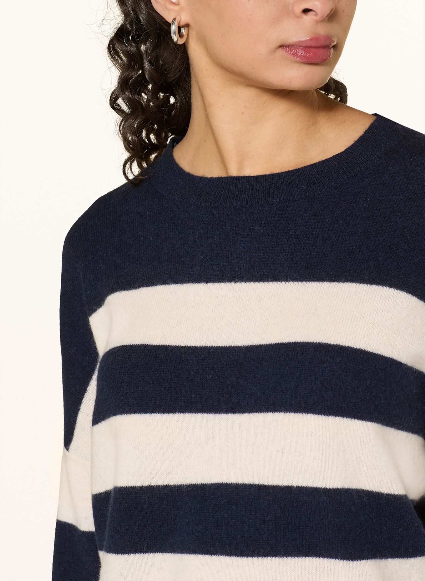 MRS & HUGS Cashmere-Pullover: DUNKELBLAU/ ECRU