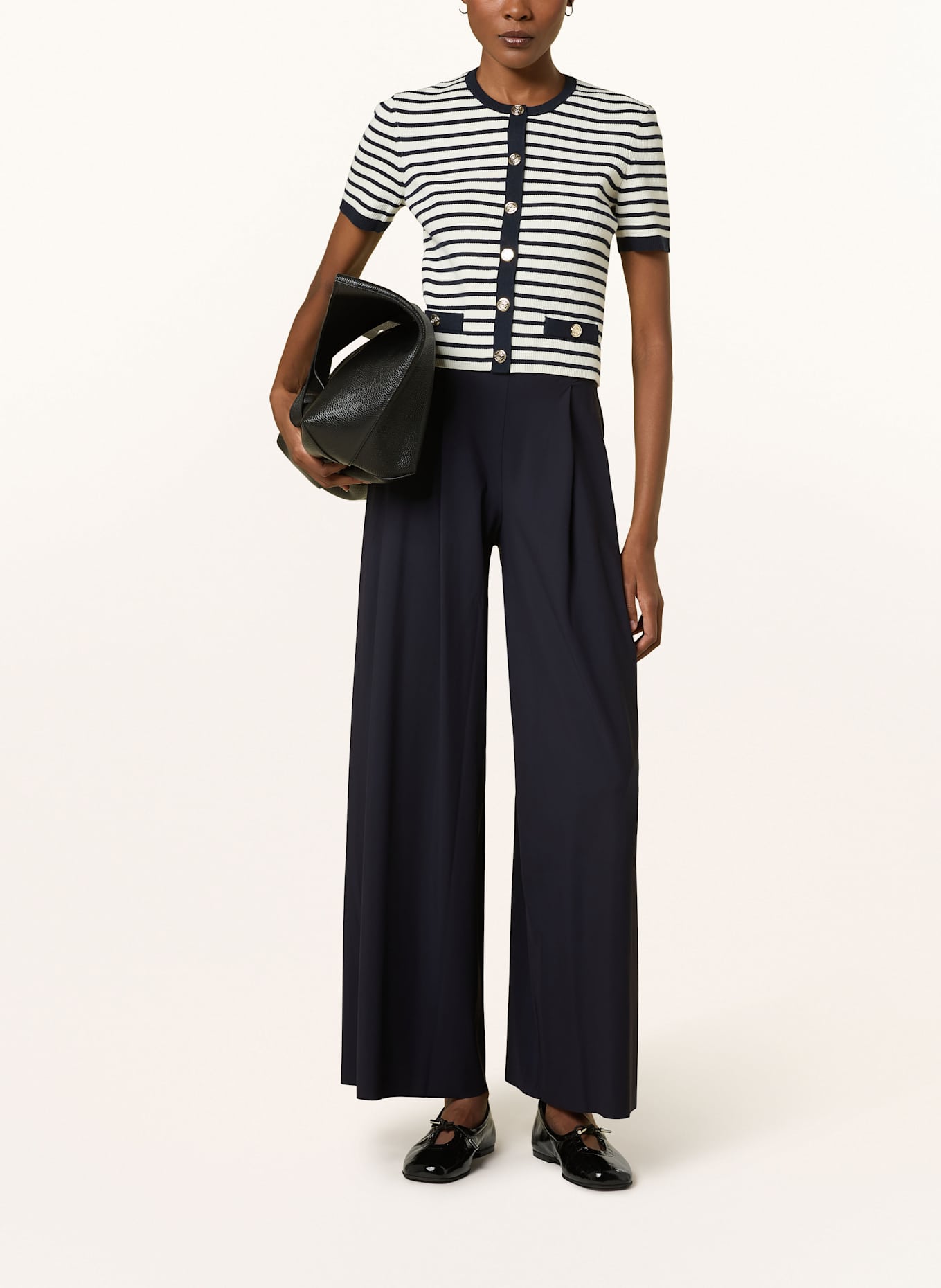 MRS & HUGS Marlenehose aus Jersey: DUNKELBLAU