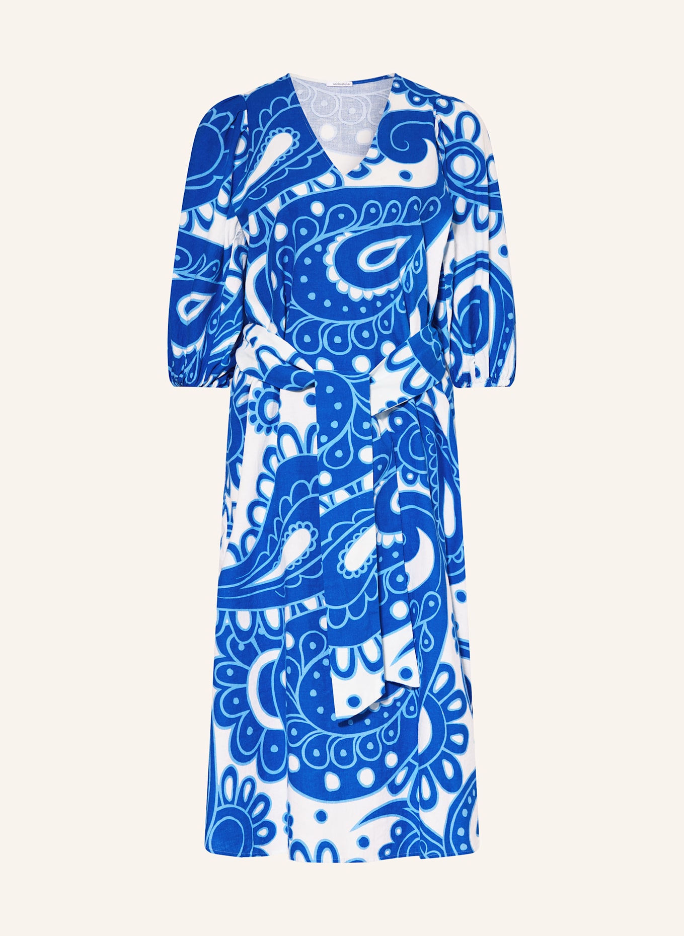 seidensticker Kleid mit 3/4-Arm und Leinen: BLAU / WEISS