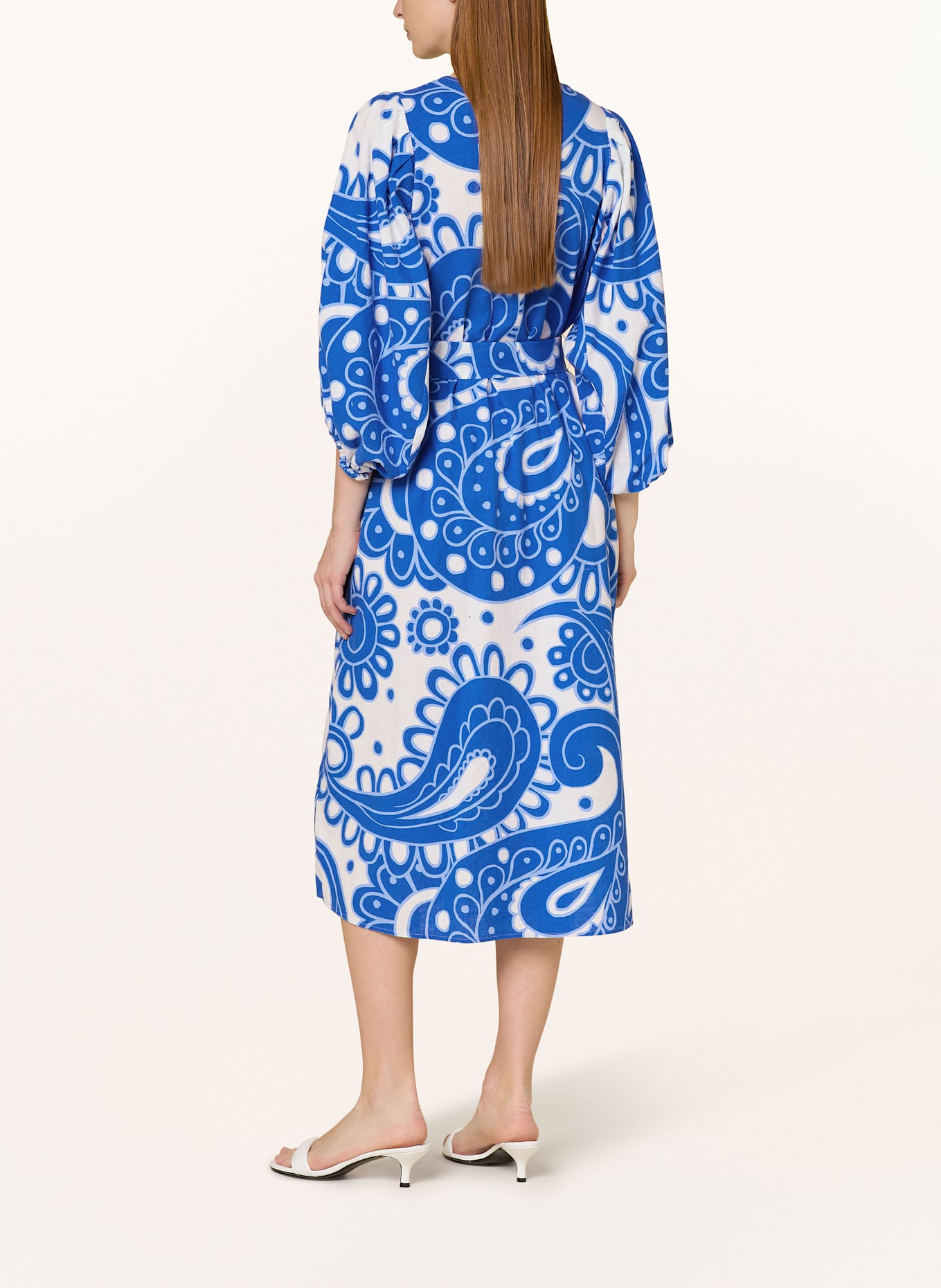 seidensticker Kleid mit 3/4-Arm und Leinen: BLAU / WEISS