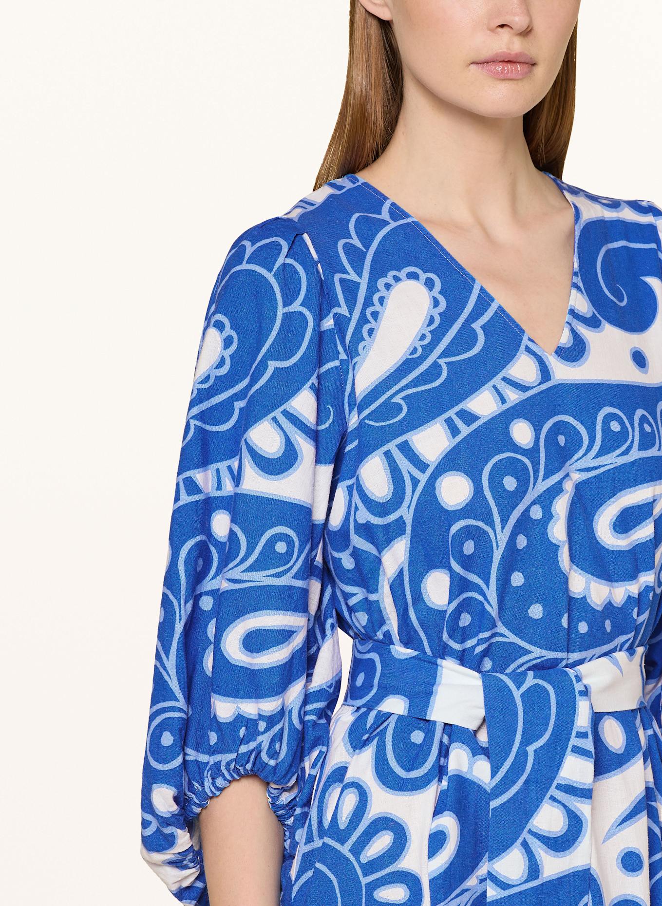 seidensticker Kleid mit 3/4-Arm und Leinen: BLAU / WEISS