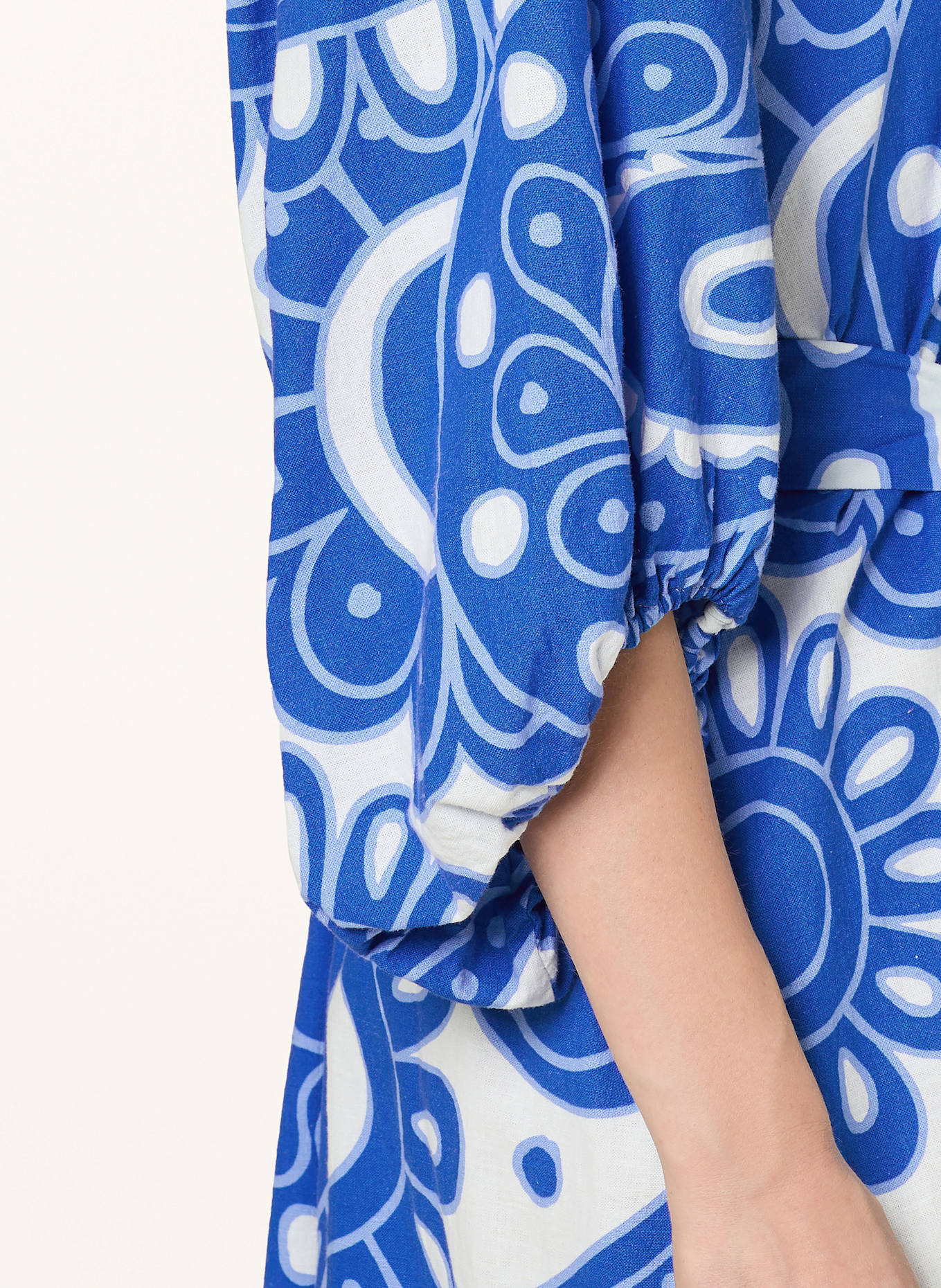 seidensticker Kleid mit 3/4-Arm und Leinen: BLAU / WEISS