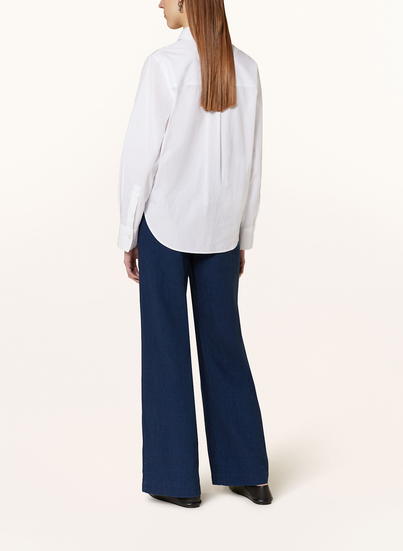 CLOSED Marlenehose WINONA in Jeansoptik mit Leinen: DUNKELBLAU