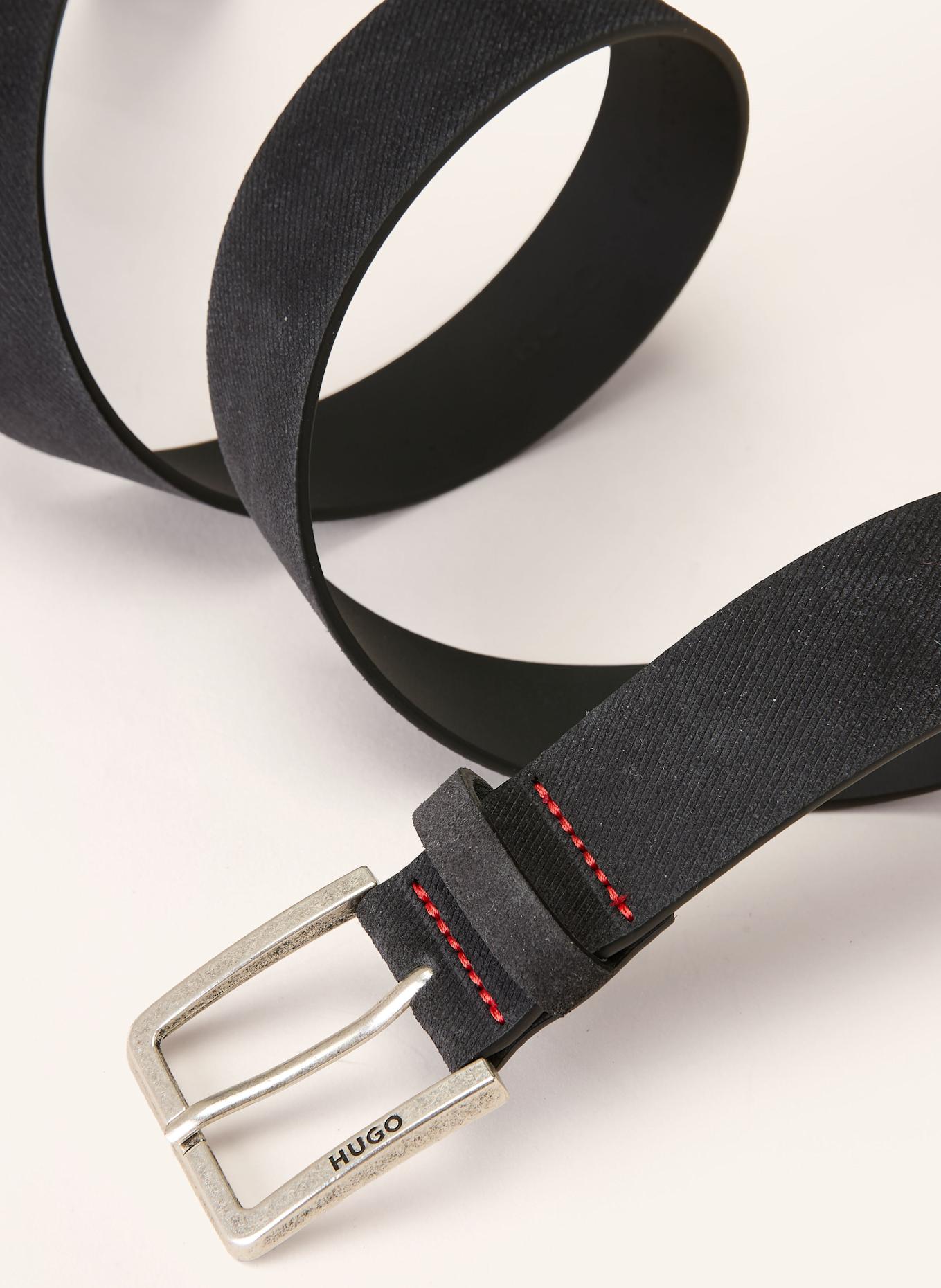 HUGO Pasek skórzany GIONIO: CZARNY