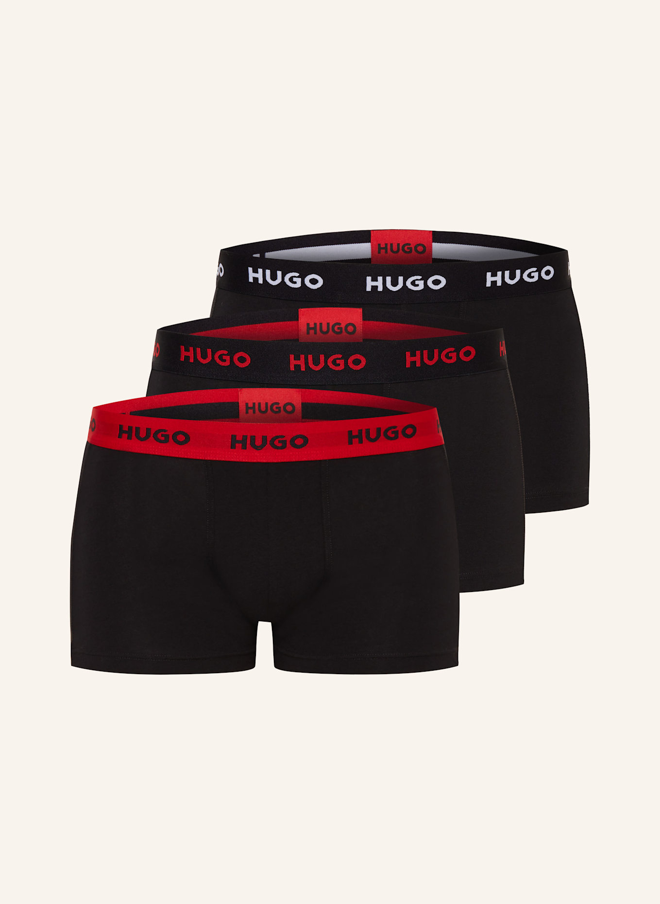 HUGO 3er-Pack Boxershorts: SCHWARZ