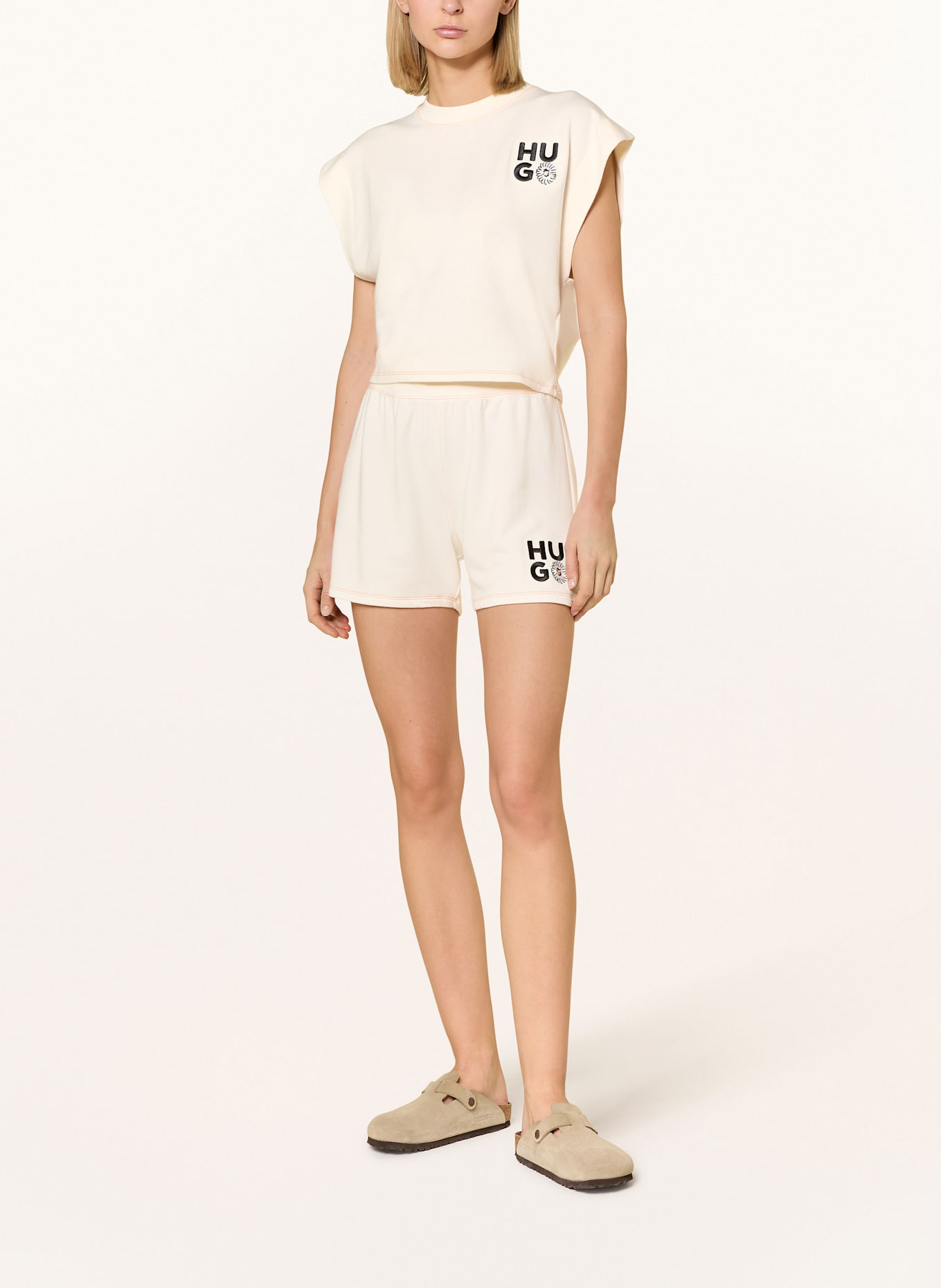 HUGO Lounge-Shorts DAIZY: ECRU