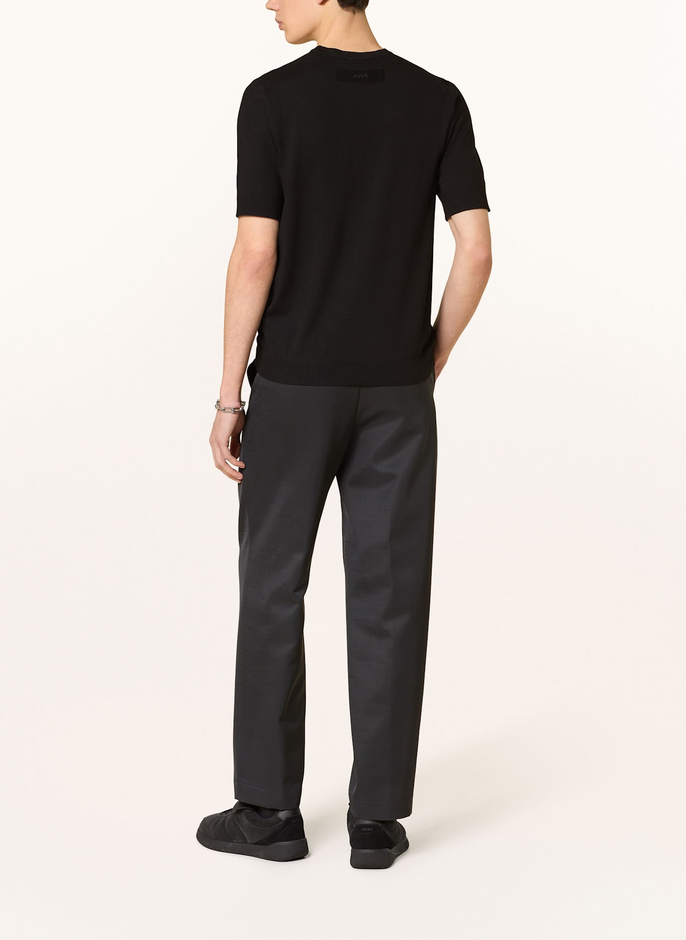 HUGO Strickshirt SAN CARL: SCHWARZ