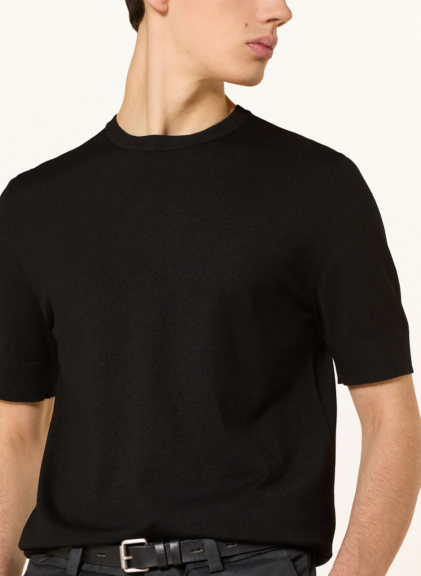 HUGO Strickshirt SAN CARL: SCHWARZ