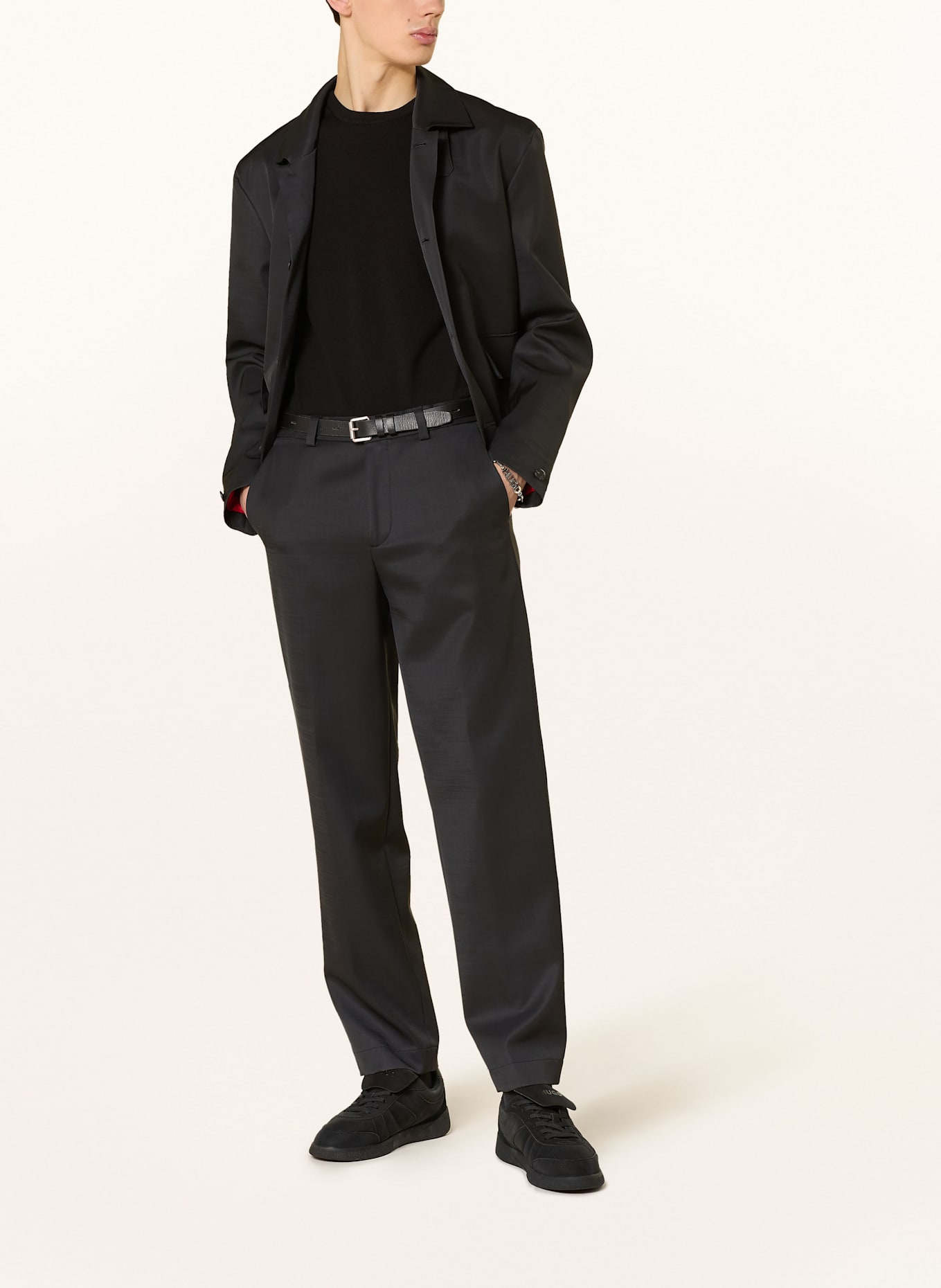 HUGO Strickshirt SAN CARL: SCHWARZ