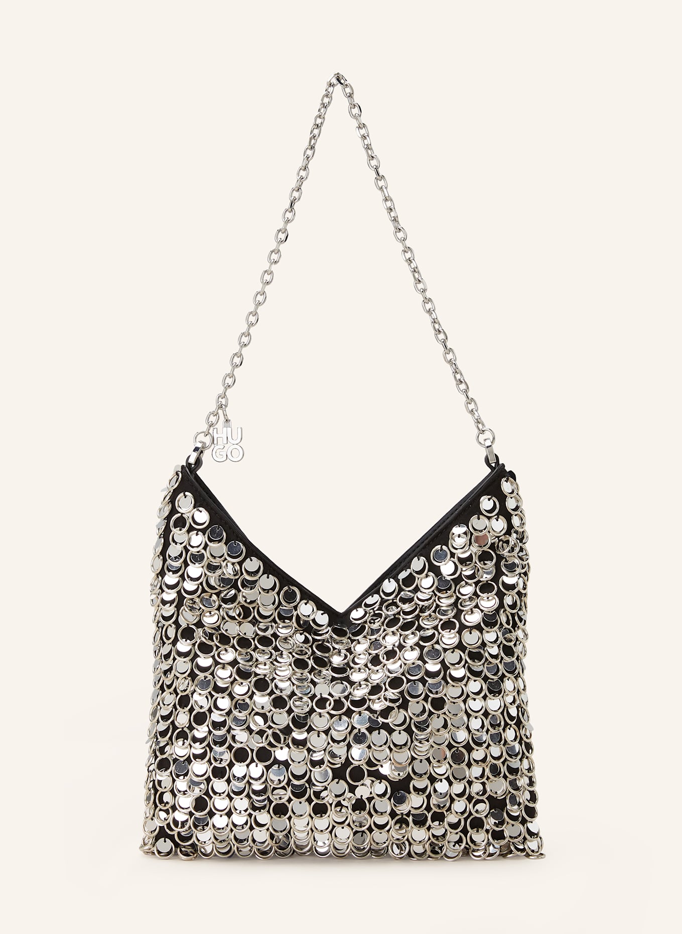 HUGO Schultertasche MARTINIA mit Pailletten, Farbe: SILBER/ SCHWARZ (Bild 1)