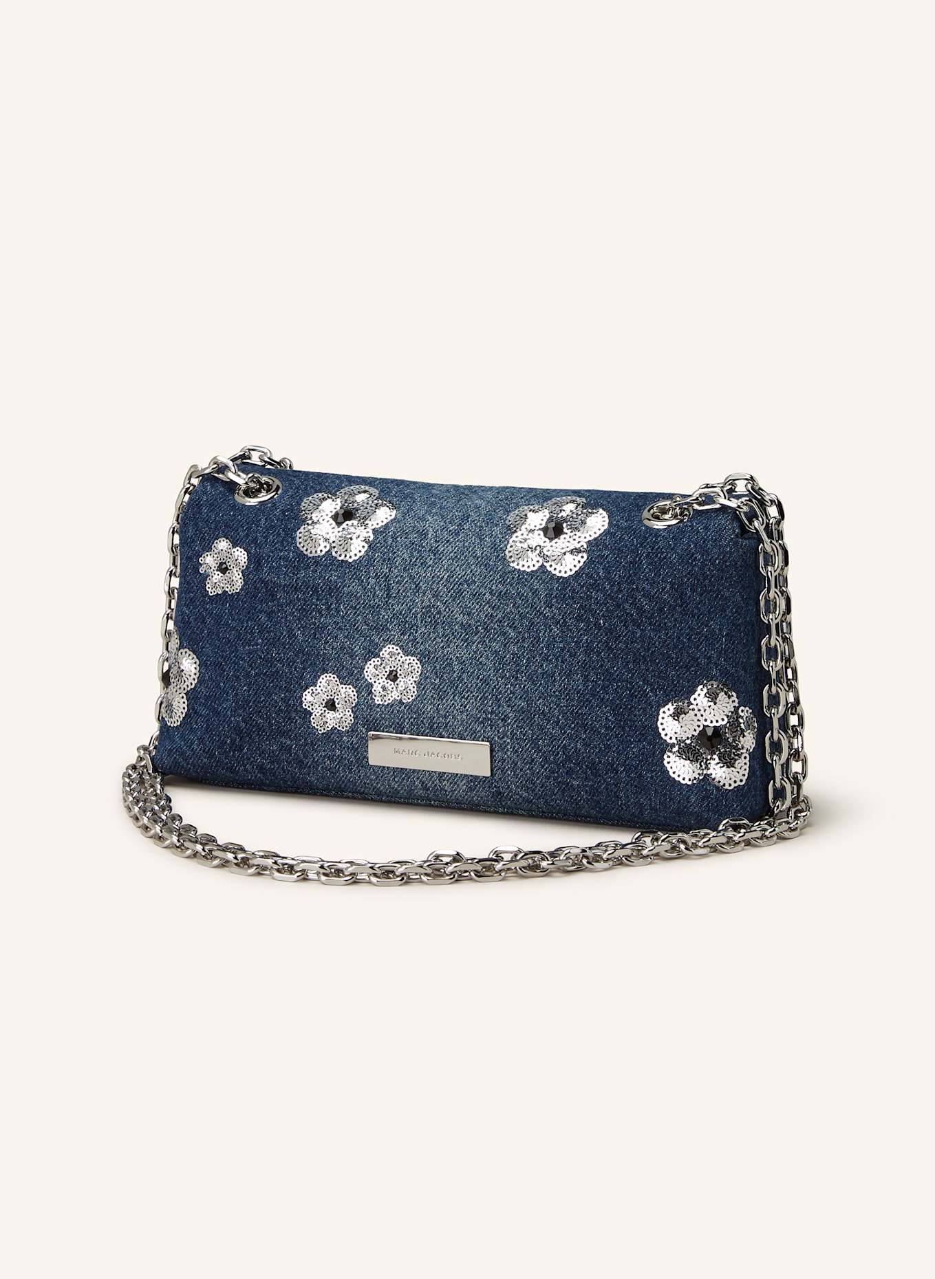 MARC JACOBS Umhängetasche THE SEQUIN DENIM DAISY DUAL CHAIN MINI BAG, Farbe: BLAU/ SILBER (Bild 2)