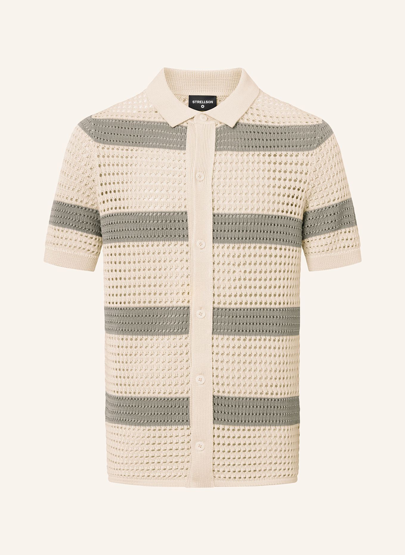 STRELLSON Strickhemd ANDER-P Slim Fit: BEIGE / GRAU