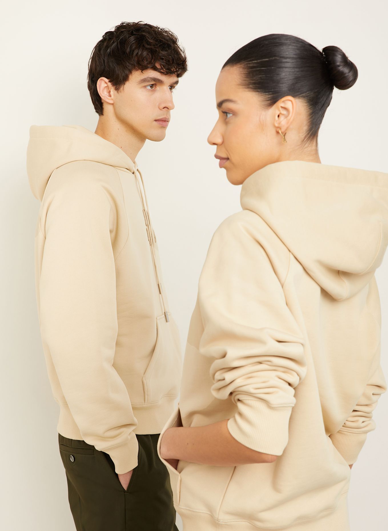AMI PARIS Hoodie: LIGHT BROWN