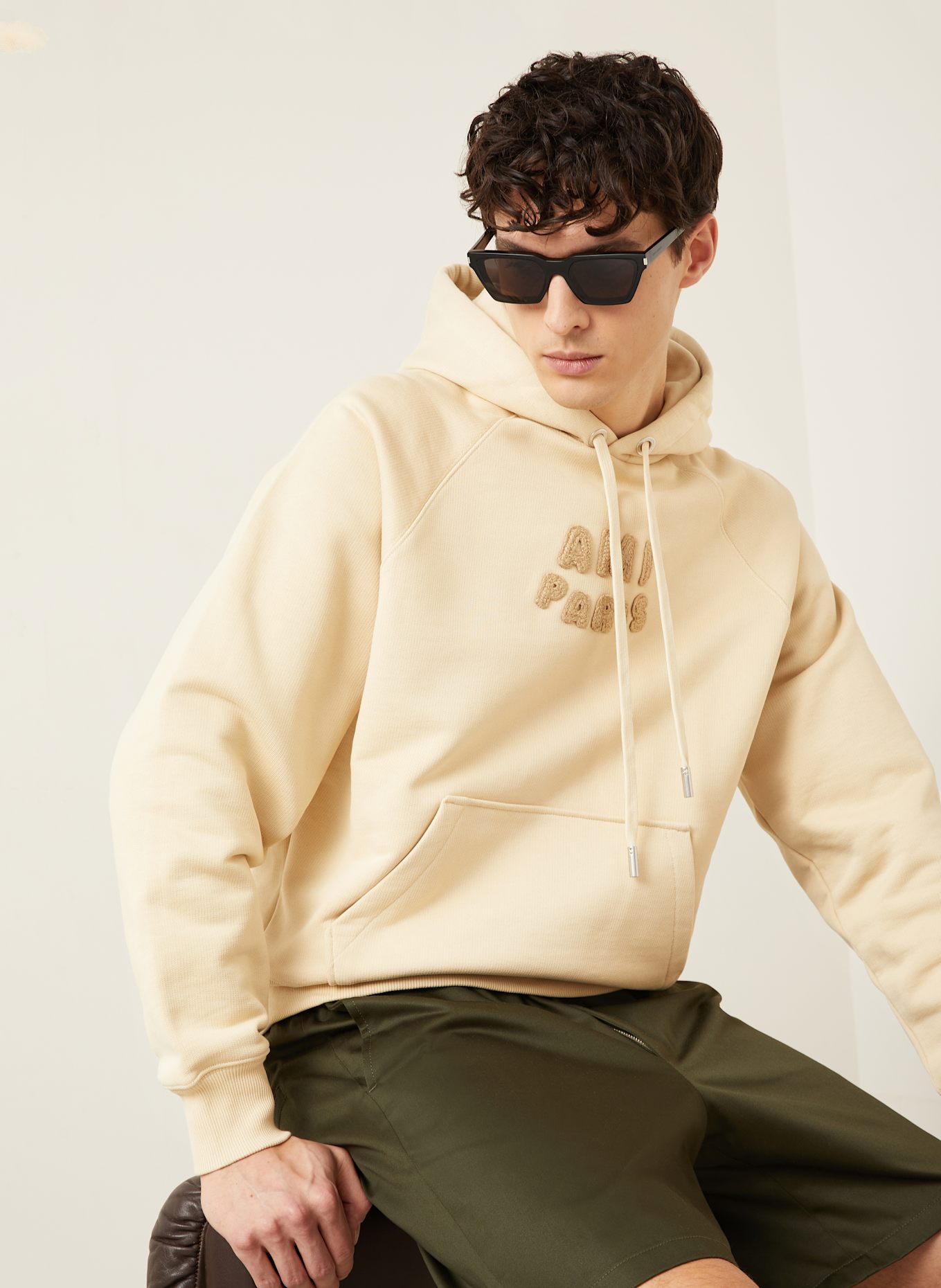 AMI PARIS Hoodie: LIGHT BROWN