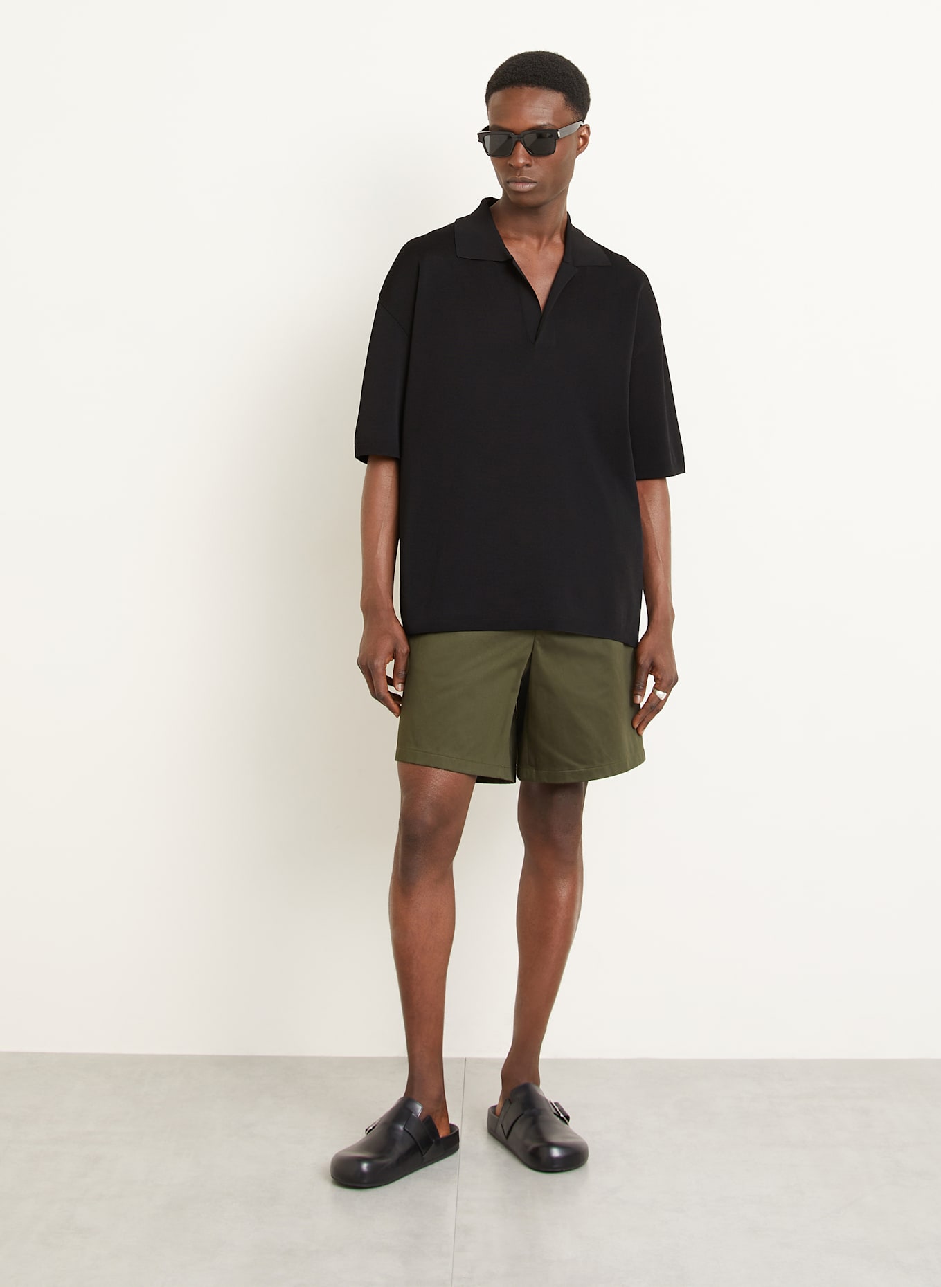 AMI PARIS Strick-Poloshirt: SCHWARZ