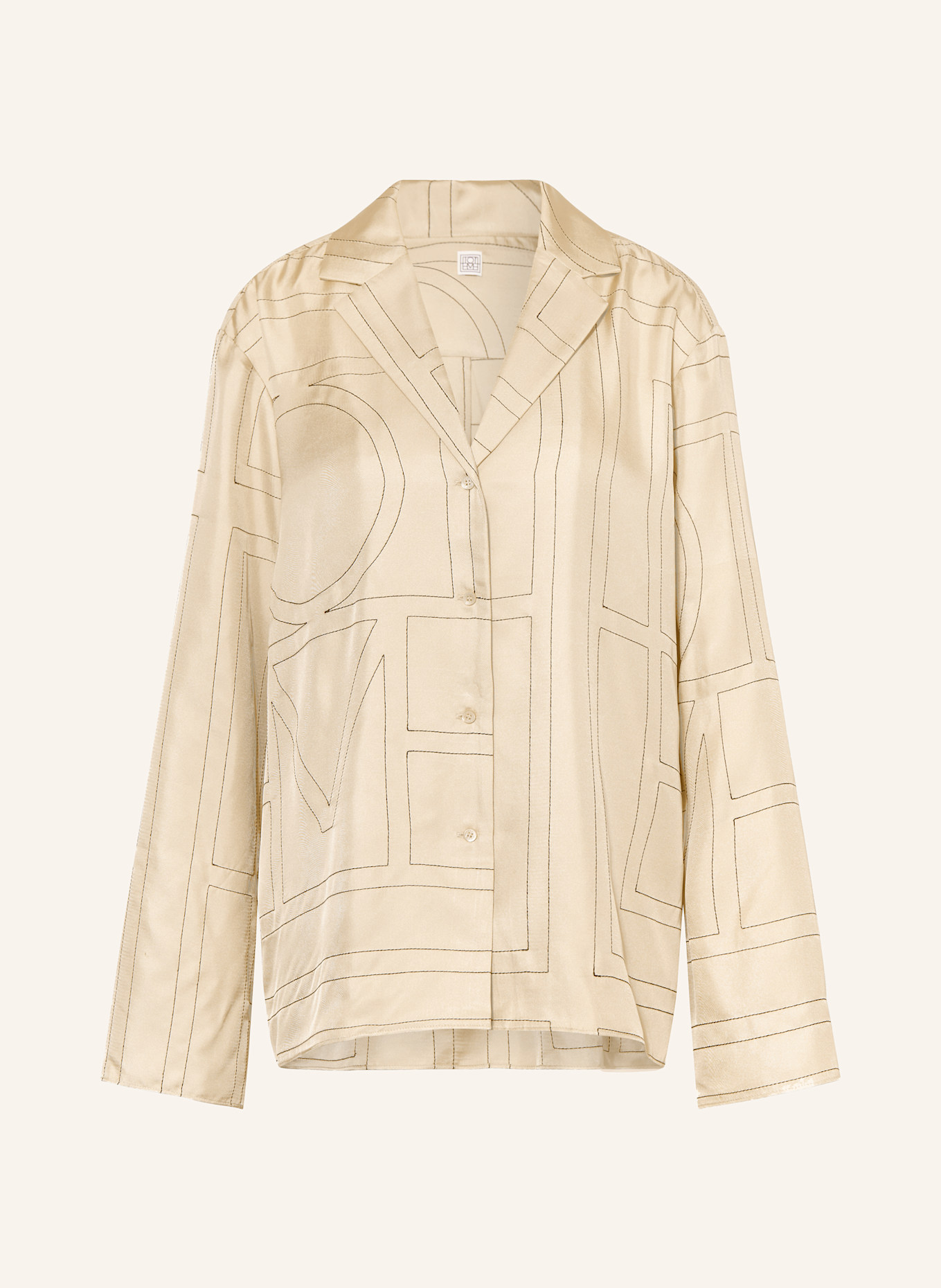TOTEME Seidenbluse: BEIGE / SCHWARZ