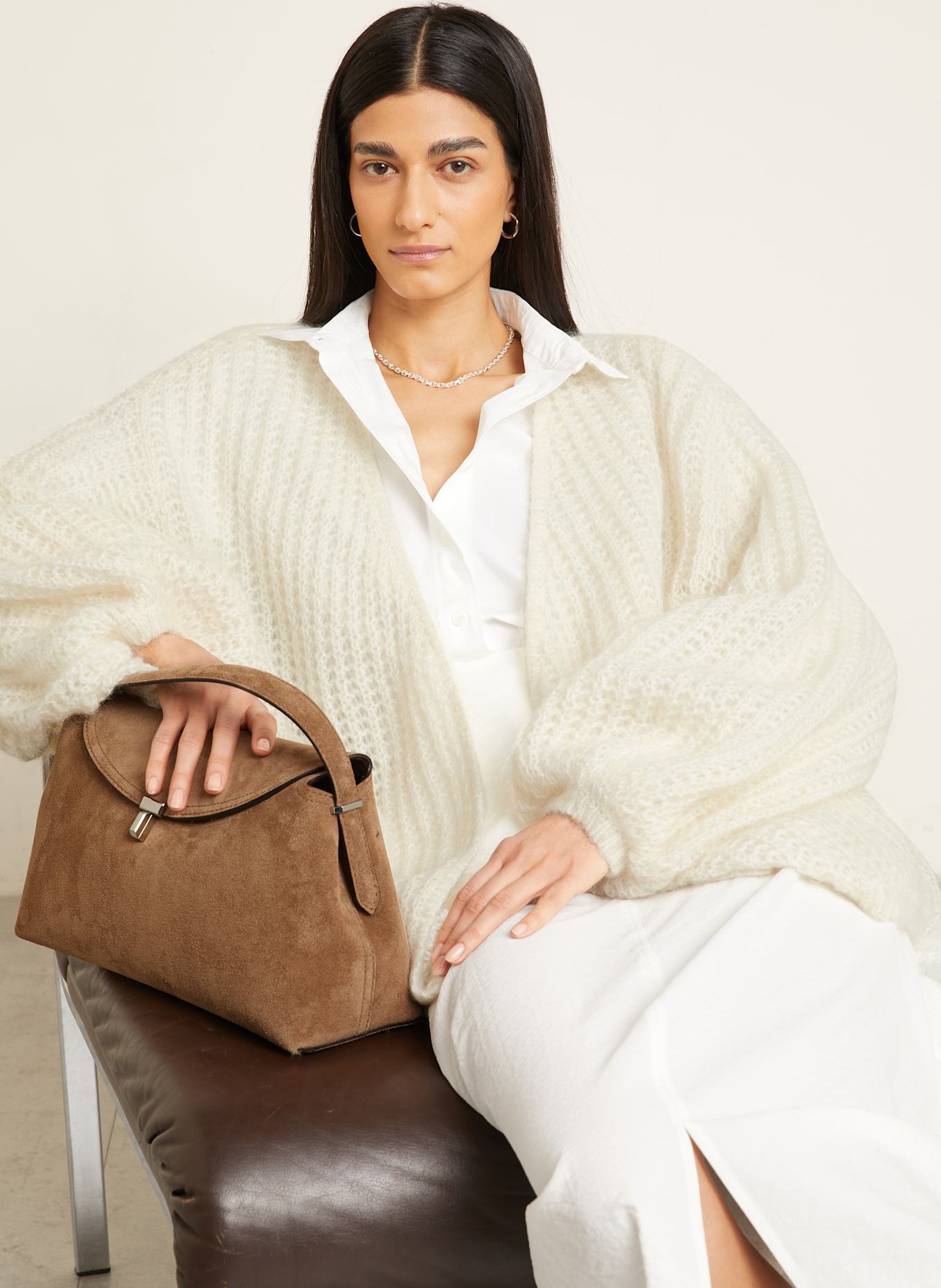 TOTEME Strickhülle mit Mohair: ECRU