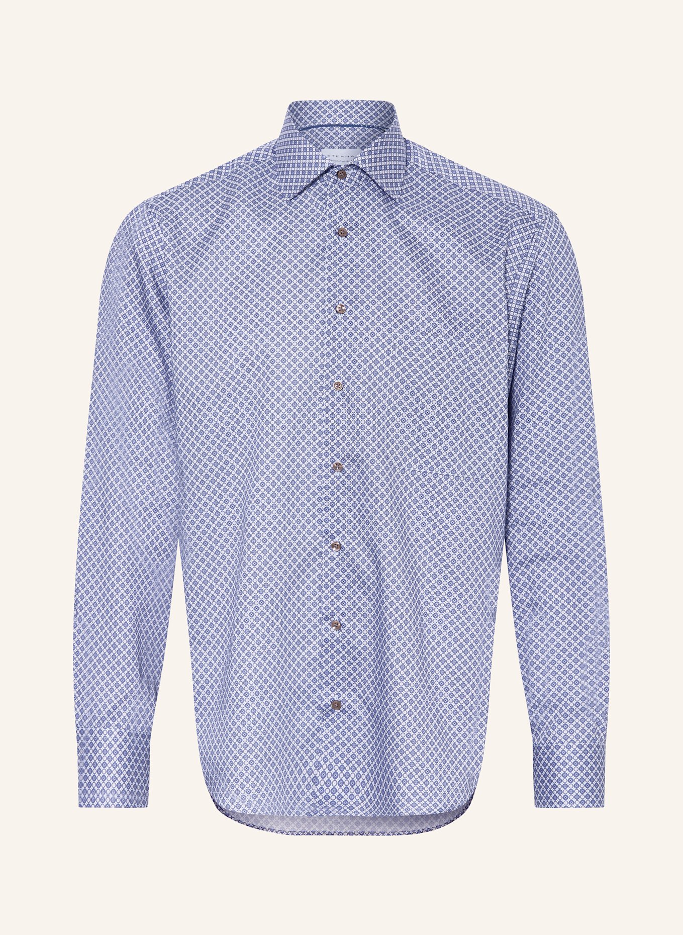 ETERNA Hemd Comfort Fit: BEIGE / BRAUN / DUNKELBLAU