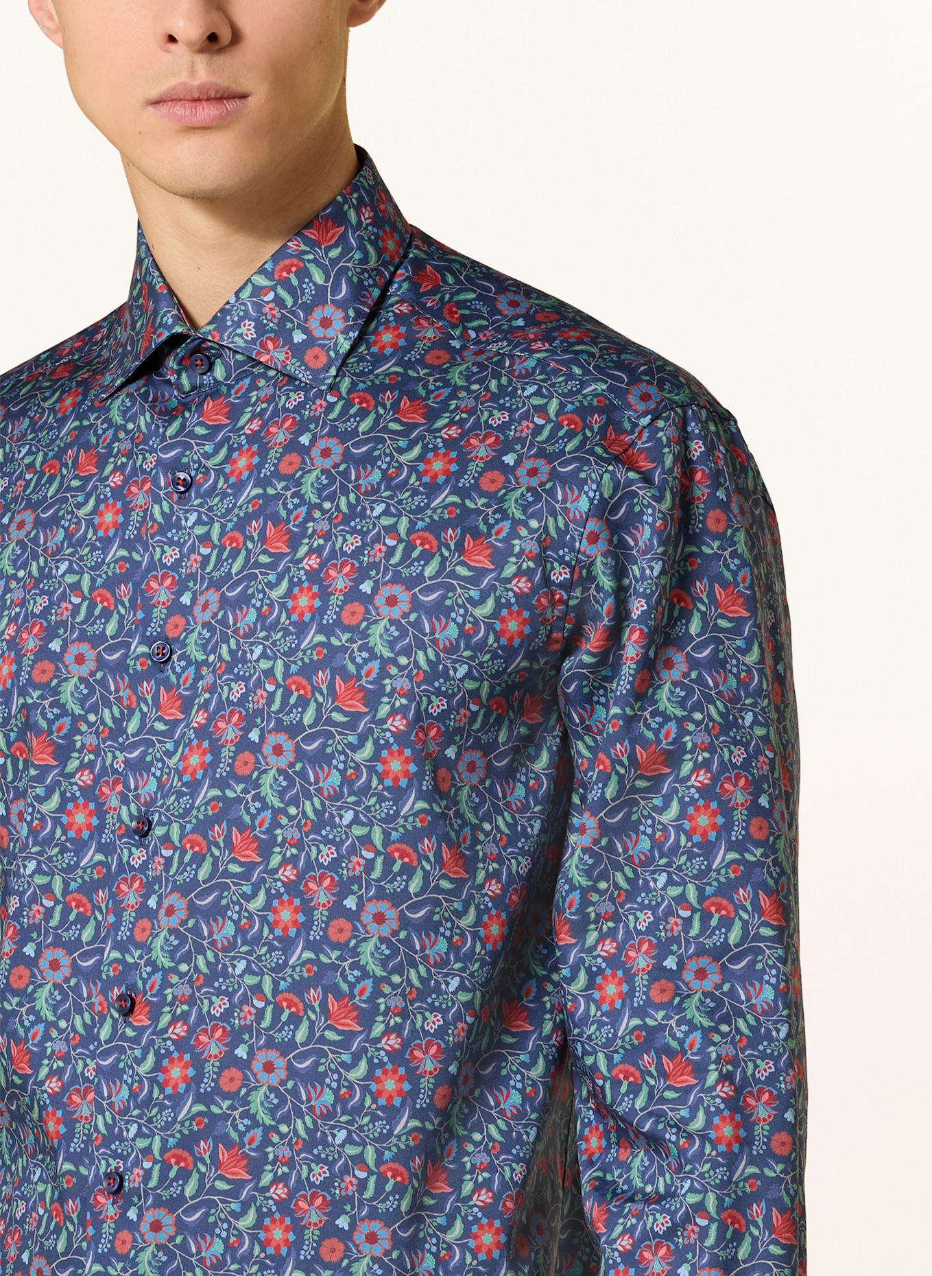 ETERNA Shirt comfort fit: DARK BLUE/ RED/ GREEN