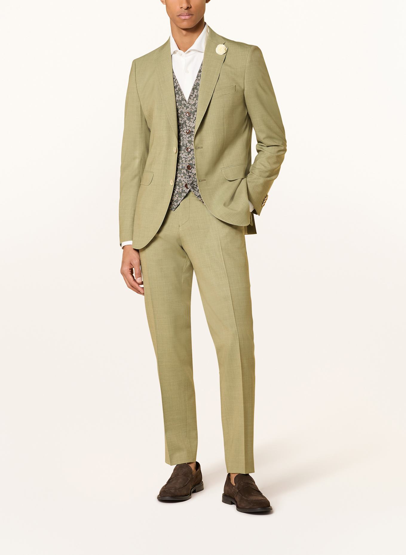 CG - CLUB of GENTS Anzugweste Slim Fit: GRÜN/ CREME