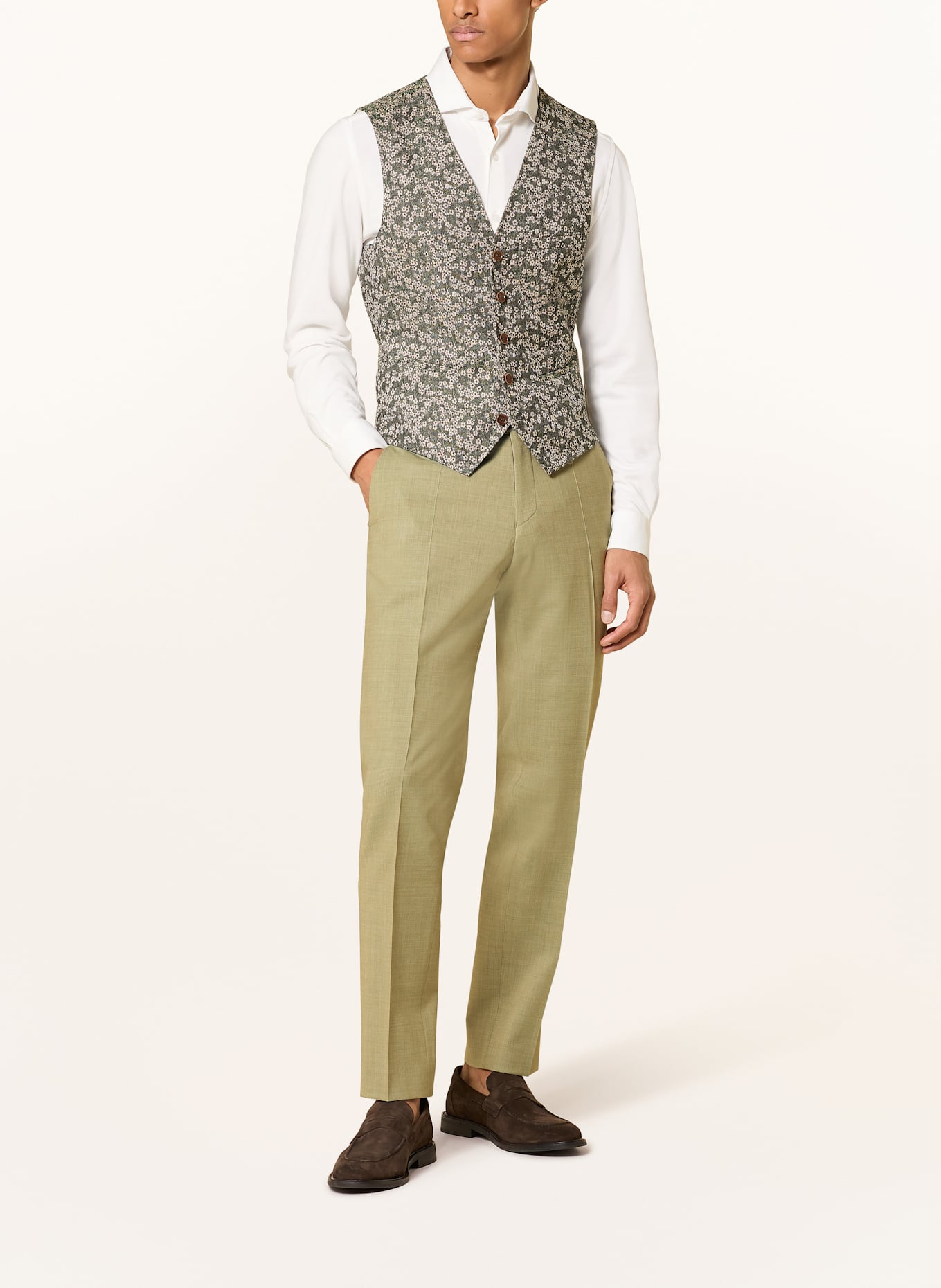CG - CLUB of GENTS Anzugweste Slim Fit: GRÜN/ CREME