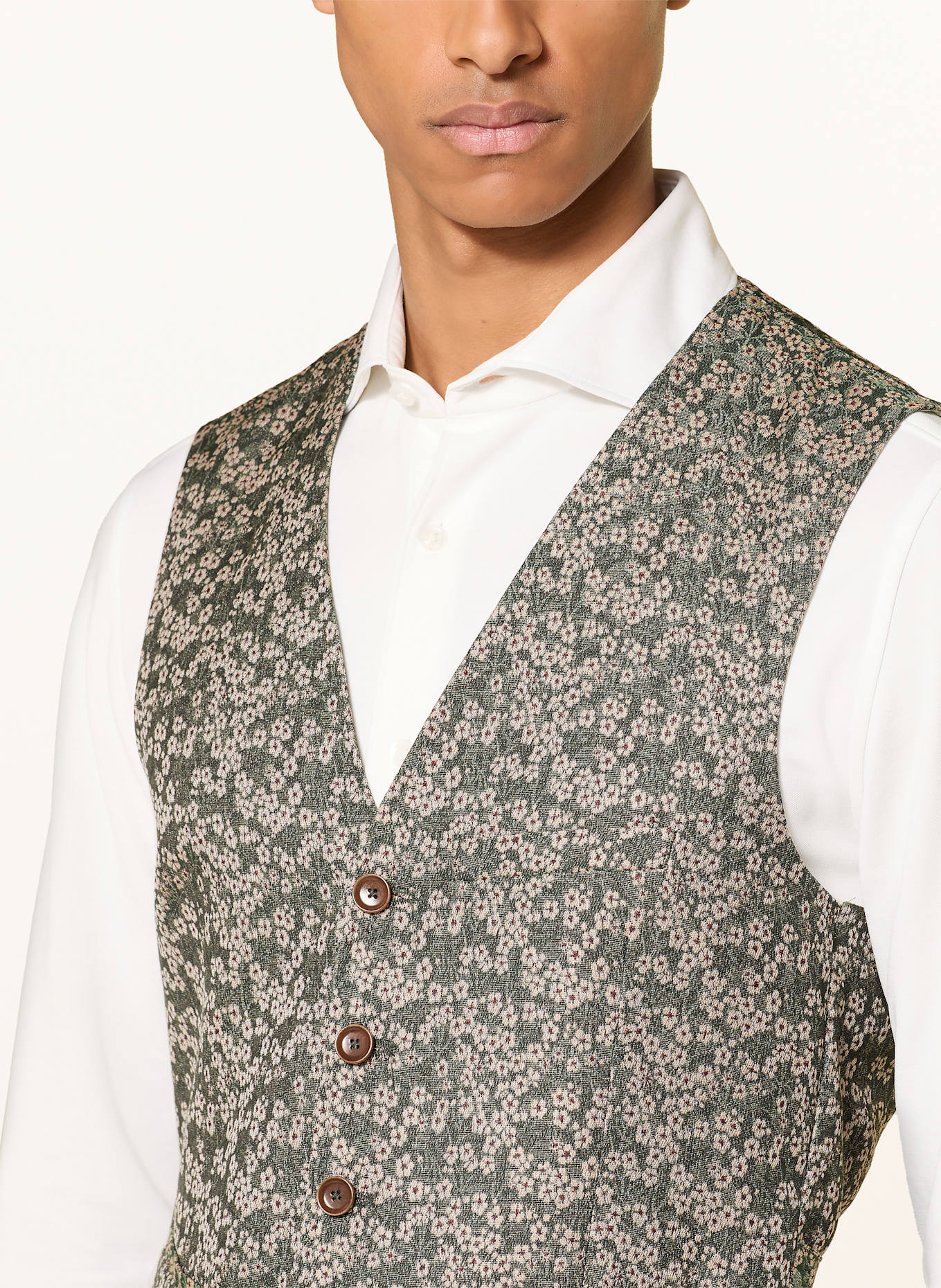 CG - CLUB of GENTS Anzugweste Slim Fit: GRÜN/ CREME