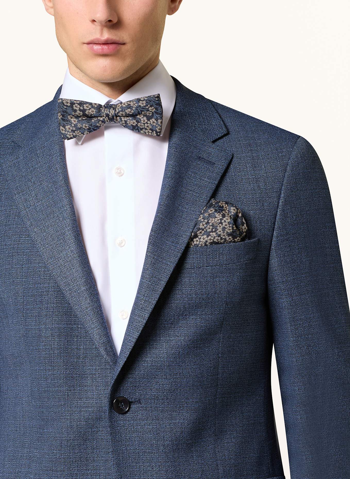 CG - CLUB of GENTS Set: Fliege und Einstecktuch CG PIXTON-N: DUNKELBLAU / CREME