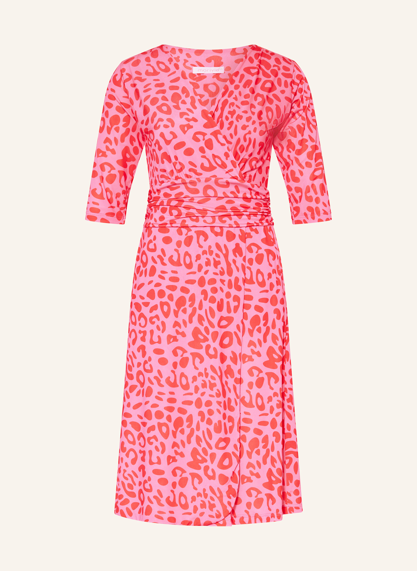 marivie Kleid SOPHISTICATED! in Wickeloptik mit 3/4-Arm: PINK/ ROT