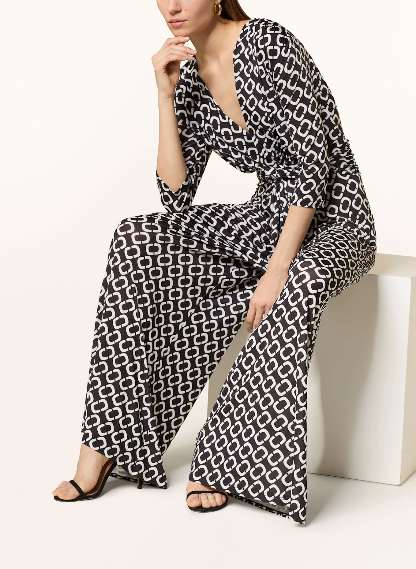 marivie Jumpsuit TEMPT ME! aus Jersey mit 3/4-Arm: SCHWARZ/ WEISS