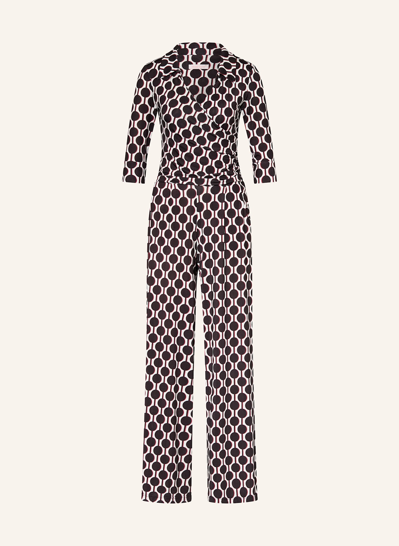 marivie Jumpsuit mit 3/4-Arm: SCHWARZ/ WEISS/ DUNKELROT