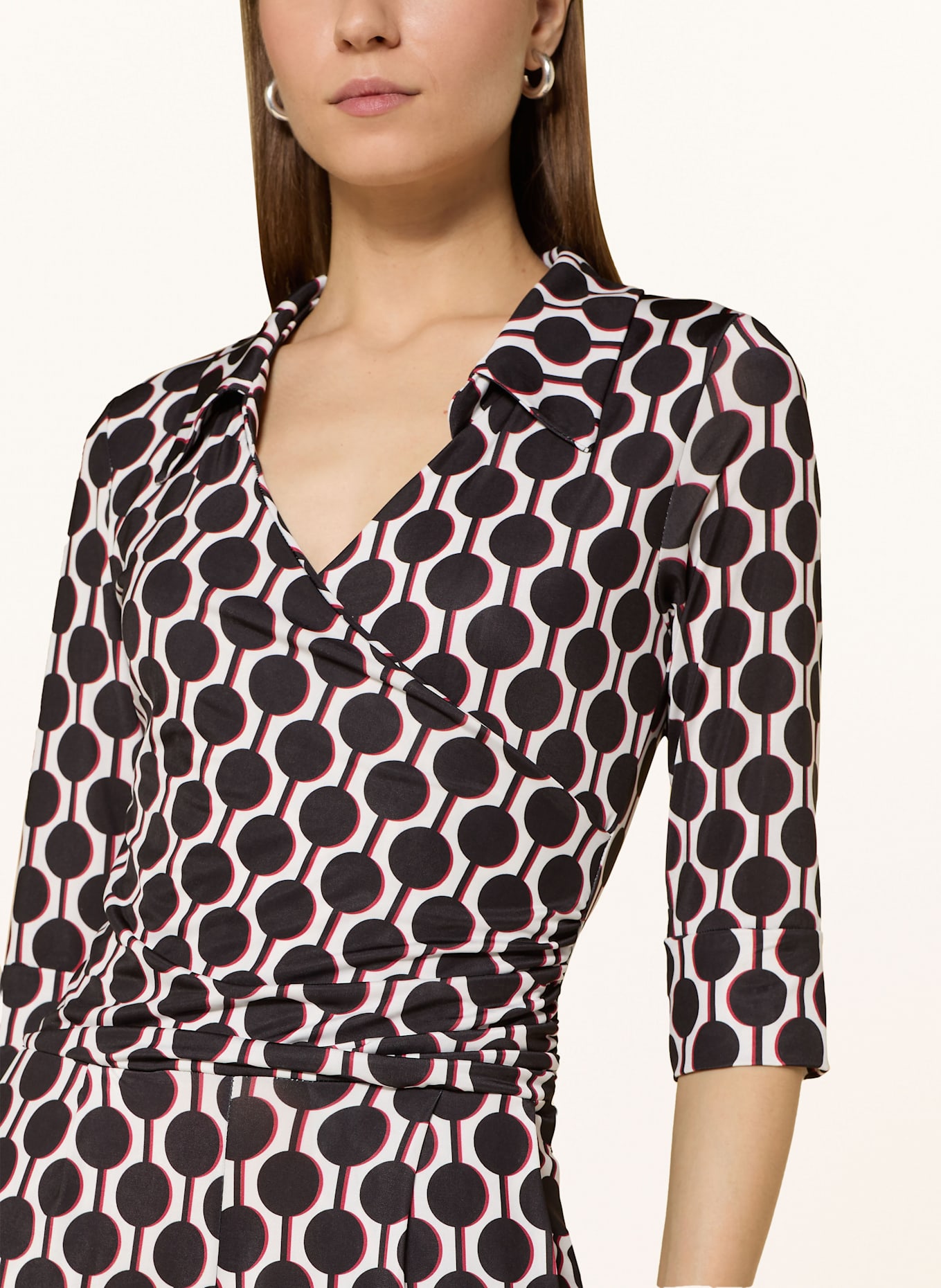 marivie Jumpsuit mit 3/4-Arm: SCHWARZ/ WEISS/ DUNKELROT