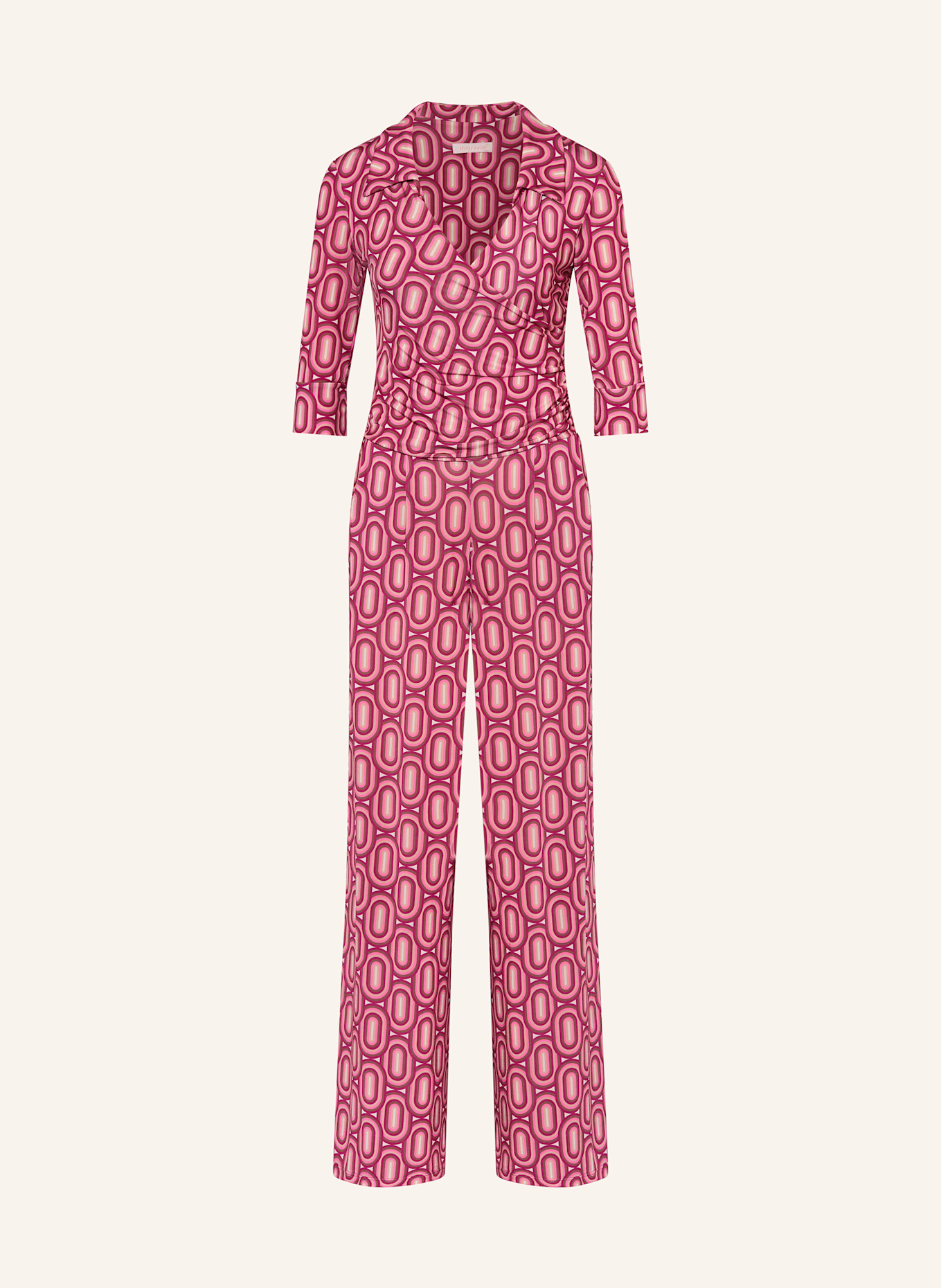 marivie Jumpsuit mit 3/4-Arm: BRAUN/ FUCHSIA/ PINK