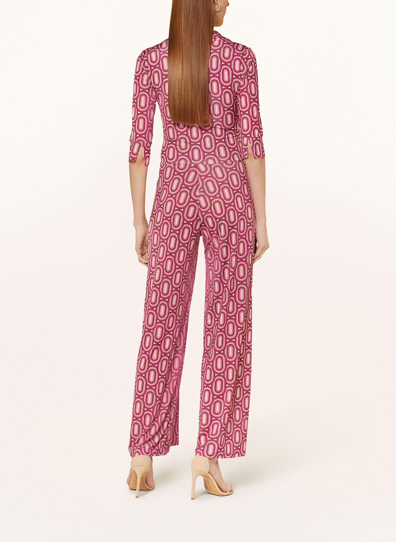 marivie Jumpsuit mit 3/4-Arm: BRAUN/ FUCHSIA/ PINK