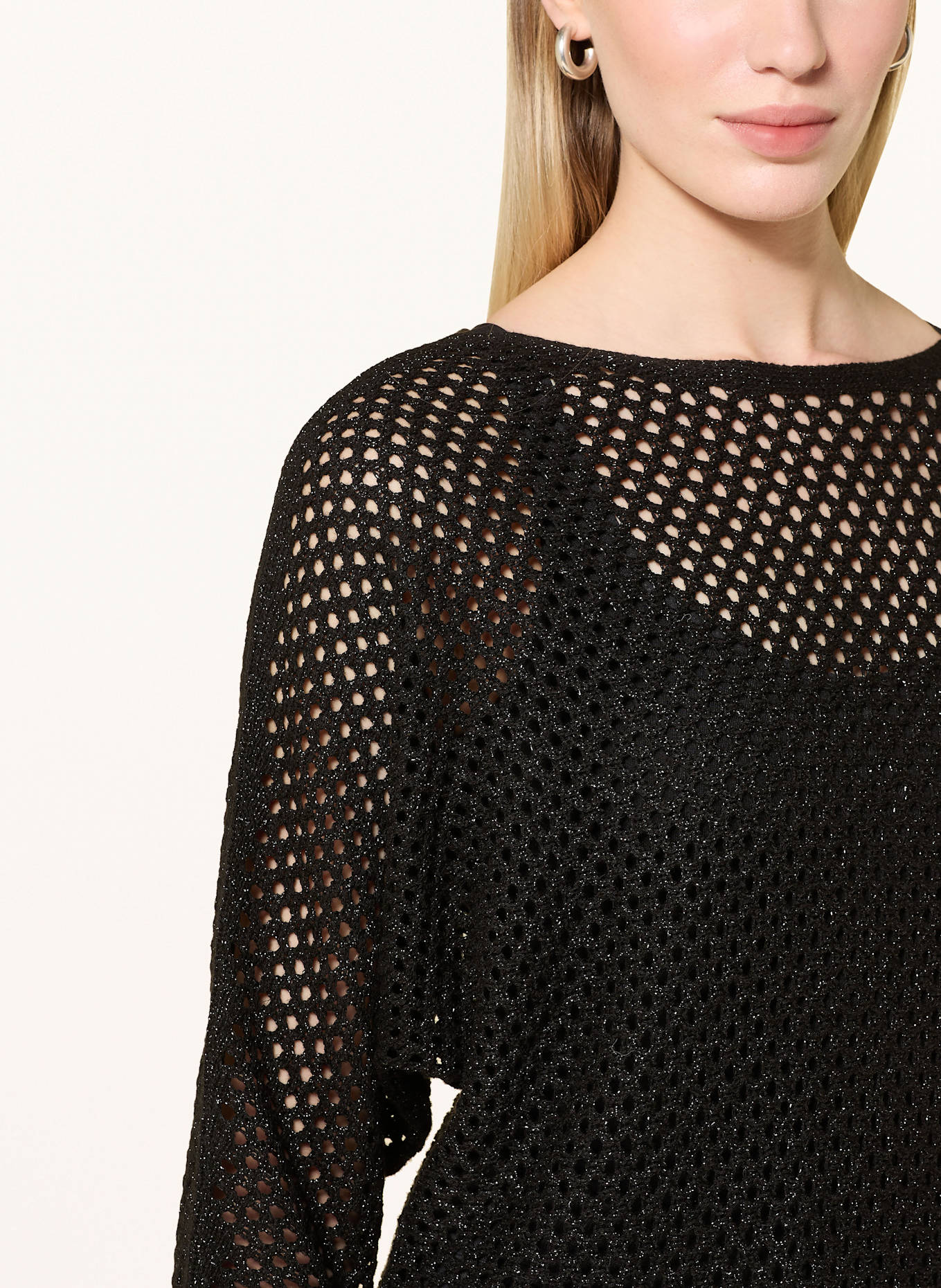 BRAX Sixth June Hoodie basique Blanc and glitter thread, Color: BLACK (Image 4)