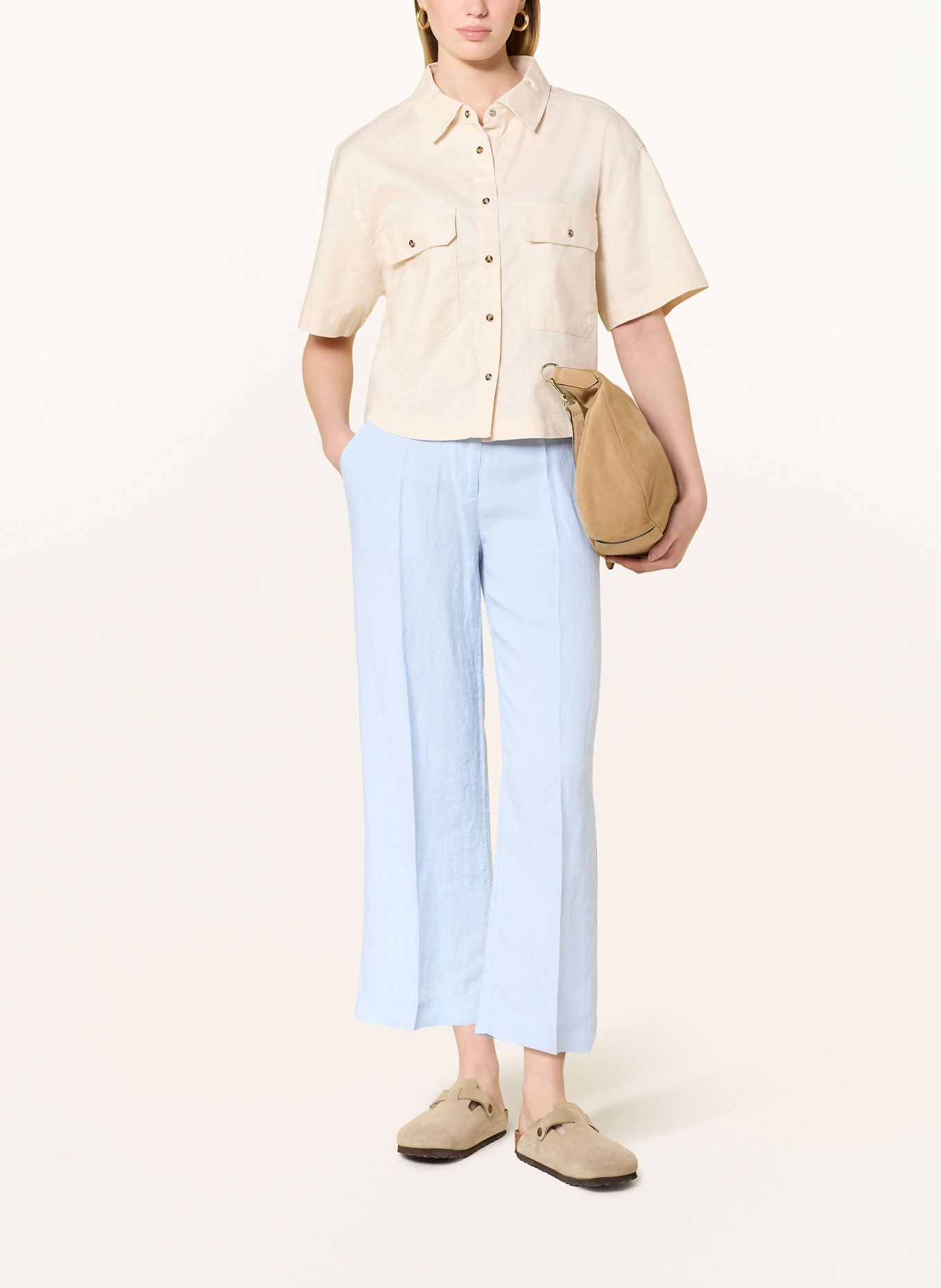 BRAX Spodnie 7/8 z lnu MAINE: JASNONIEBIESKI