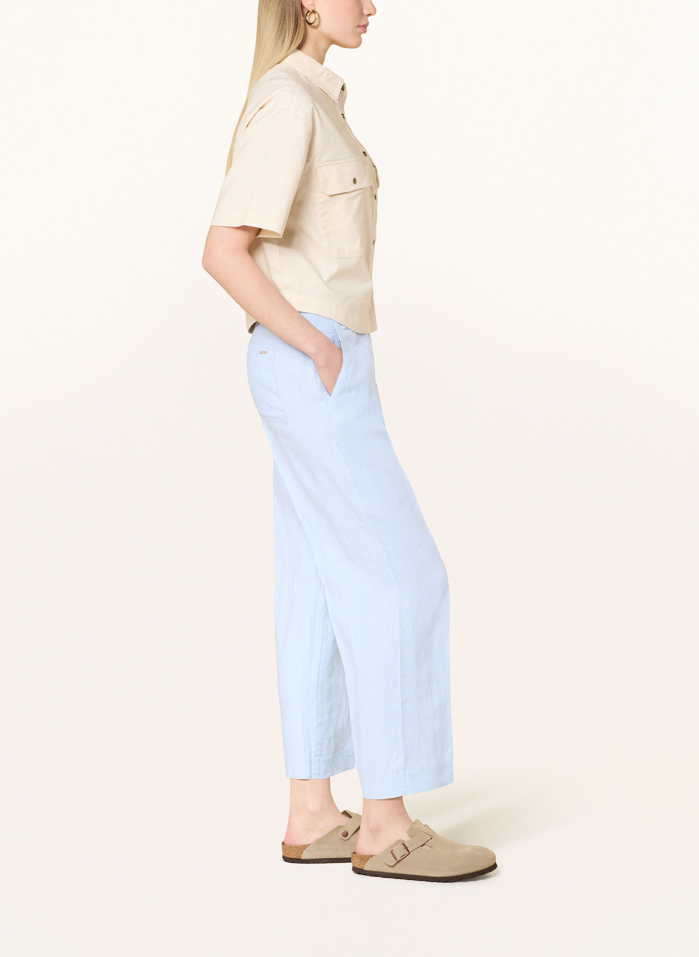 BRAX Spodnie 7/8 z lnu MAINE: JASNONIEBIESKI