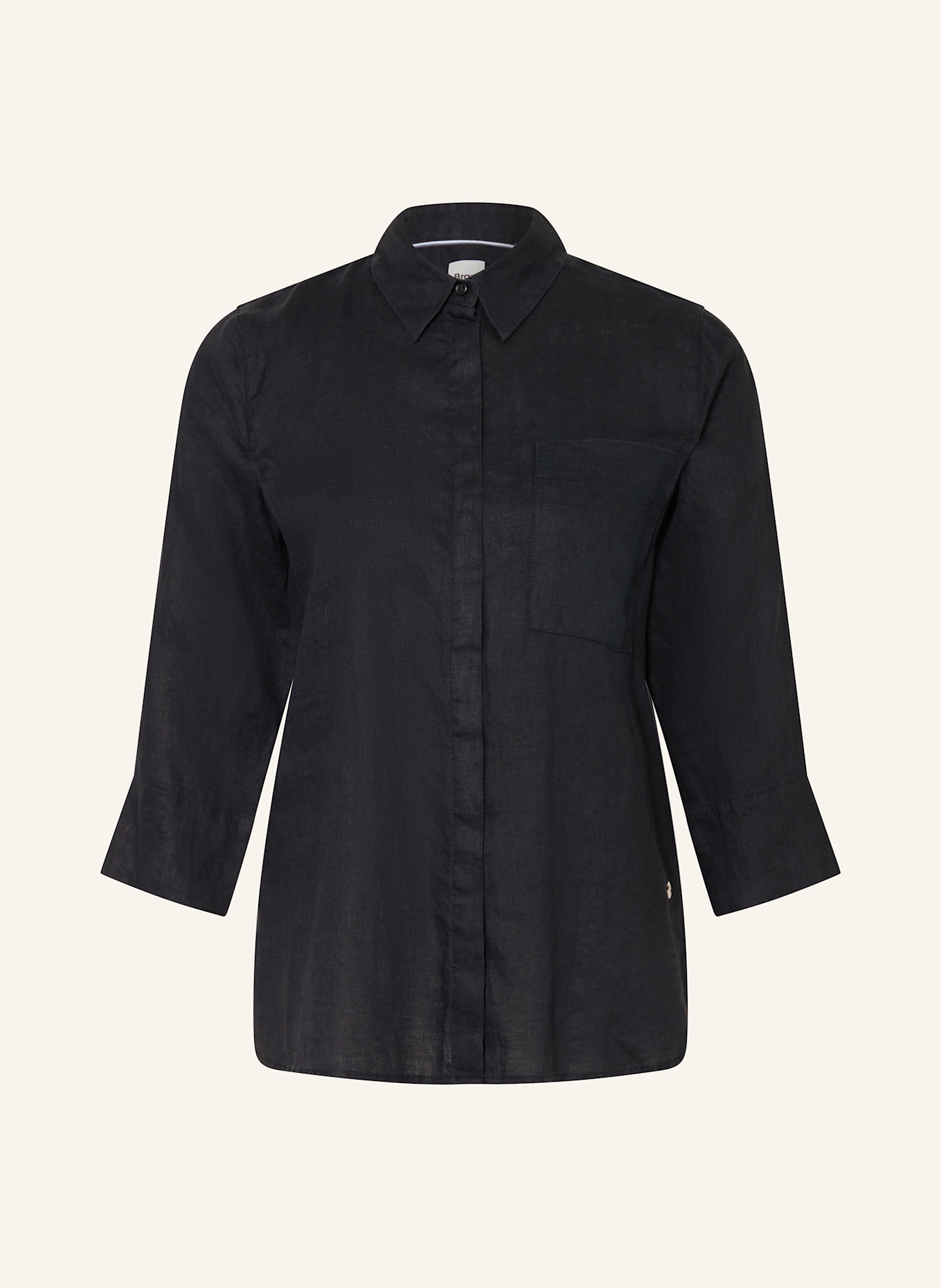 BRAX Shirt blouse VICKI in linen with 3/4 sleeves: BLACK