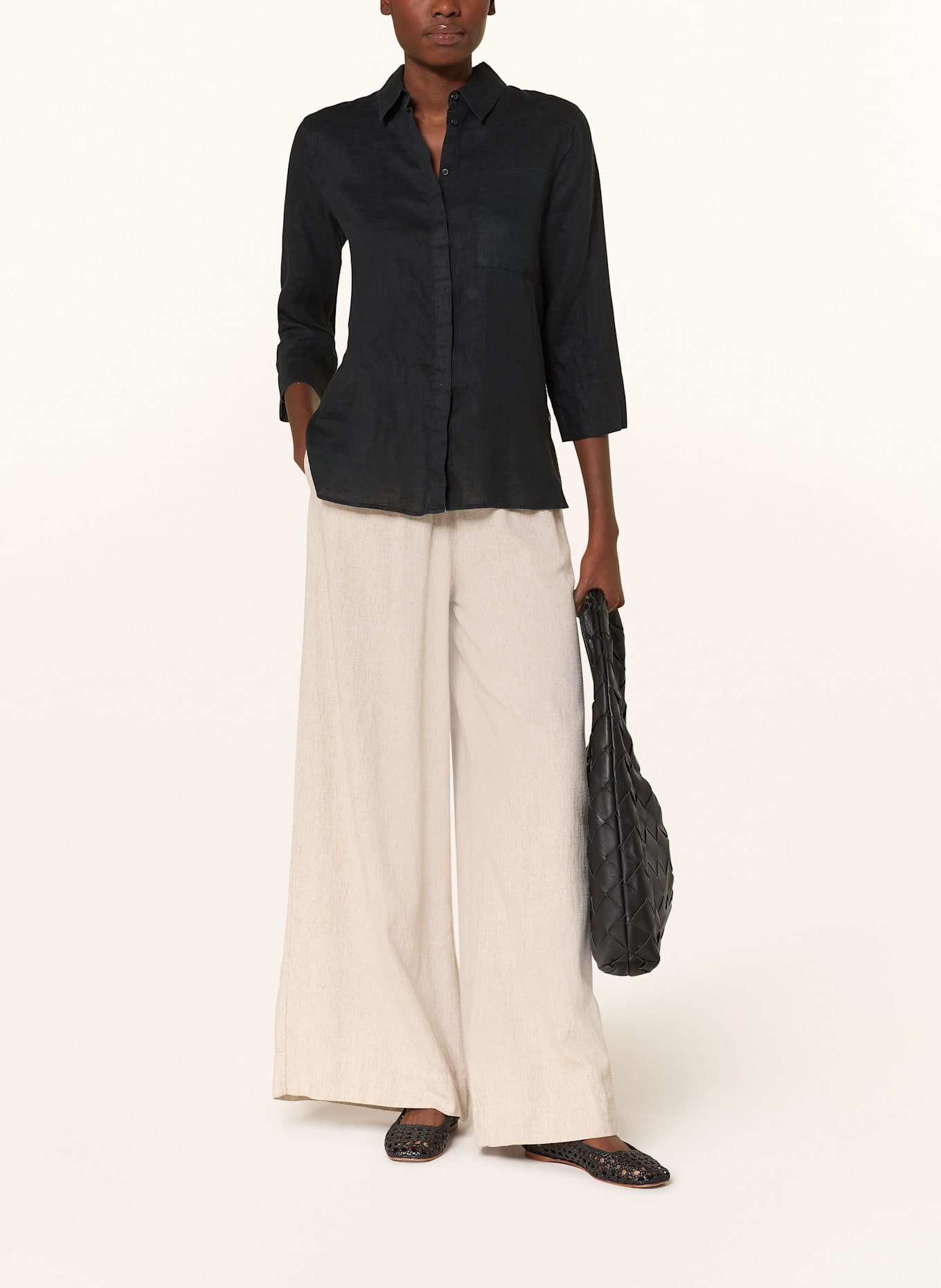 BRAX Shirt blouse VICKI in linen with 3/4 sleeves: BLACK