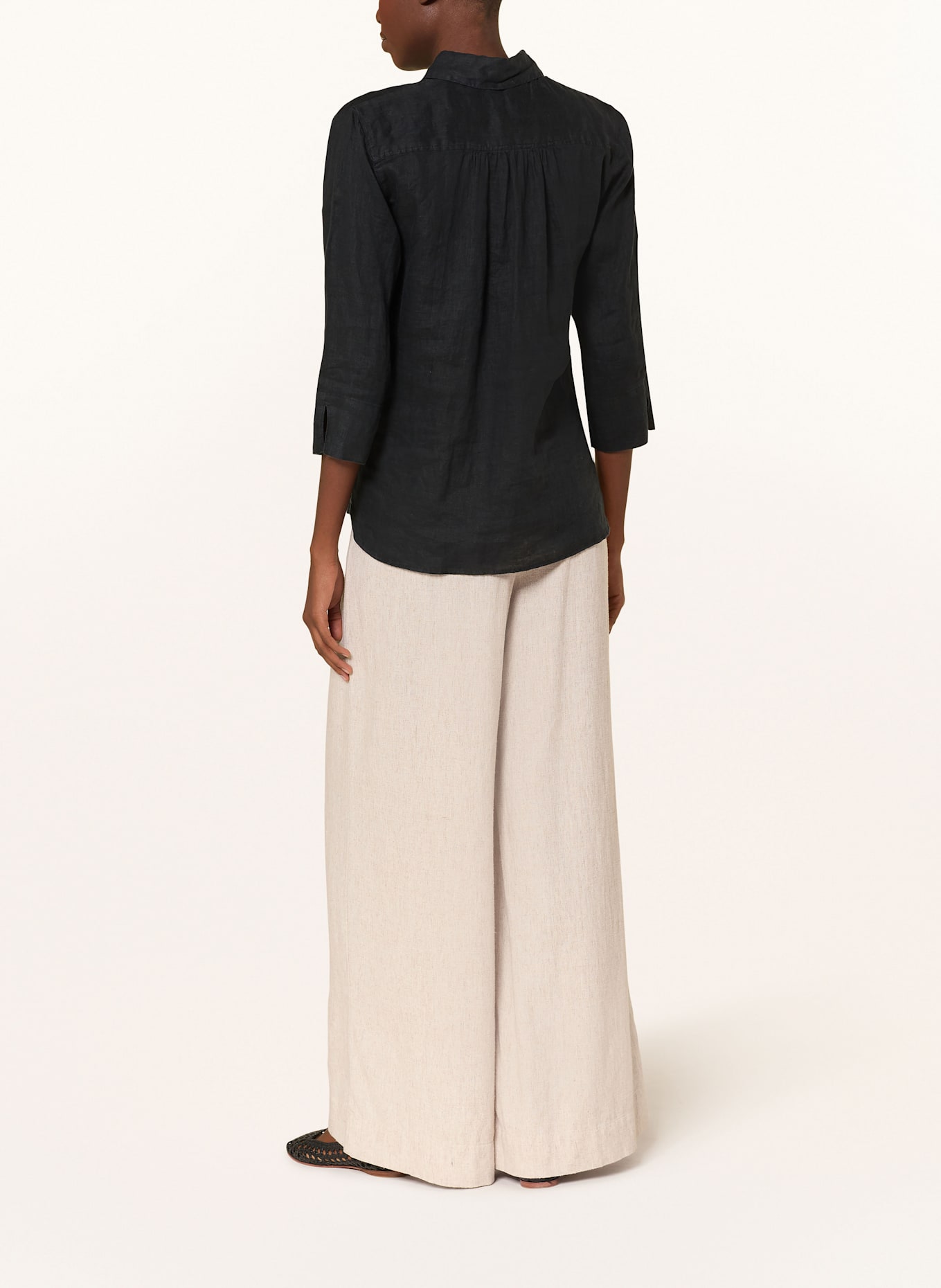 BRAX Shirt blouse VICKI in linen with 3/4 sleeves: BLACK