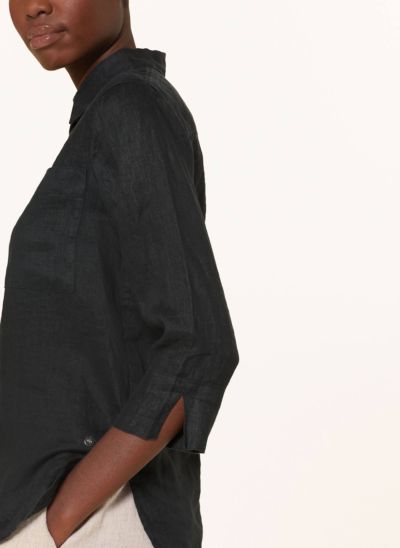BRAX Shirt blouse VICKI in linen with 3/4 sleeves: BLACK
