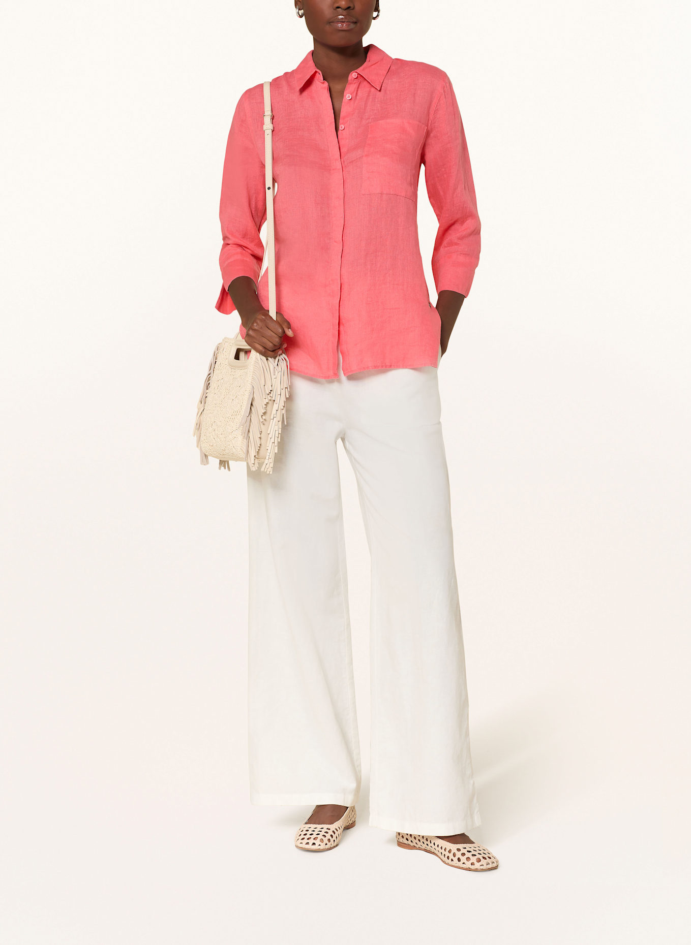 BRAX Overhemdblouse VICKI van linnen met 3/4-mouwen: LICHTROOD